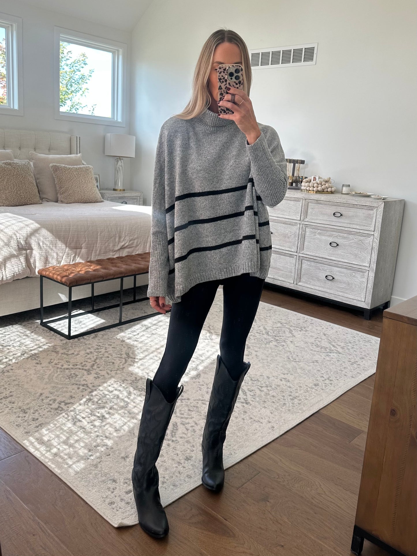 Grey Cowl Neck Sweater