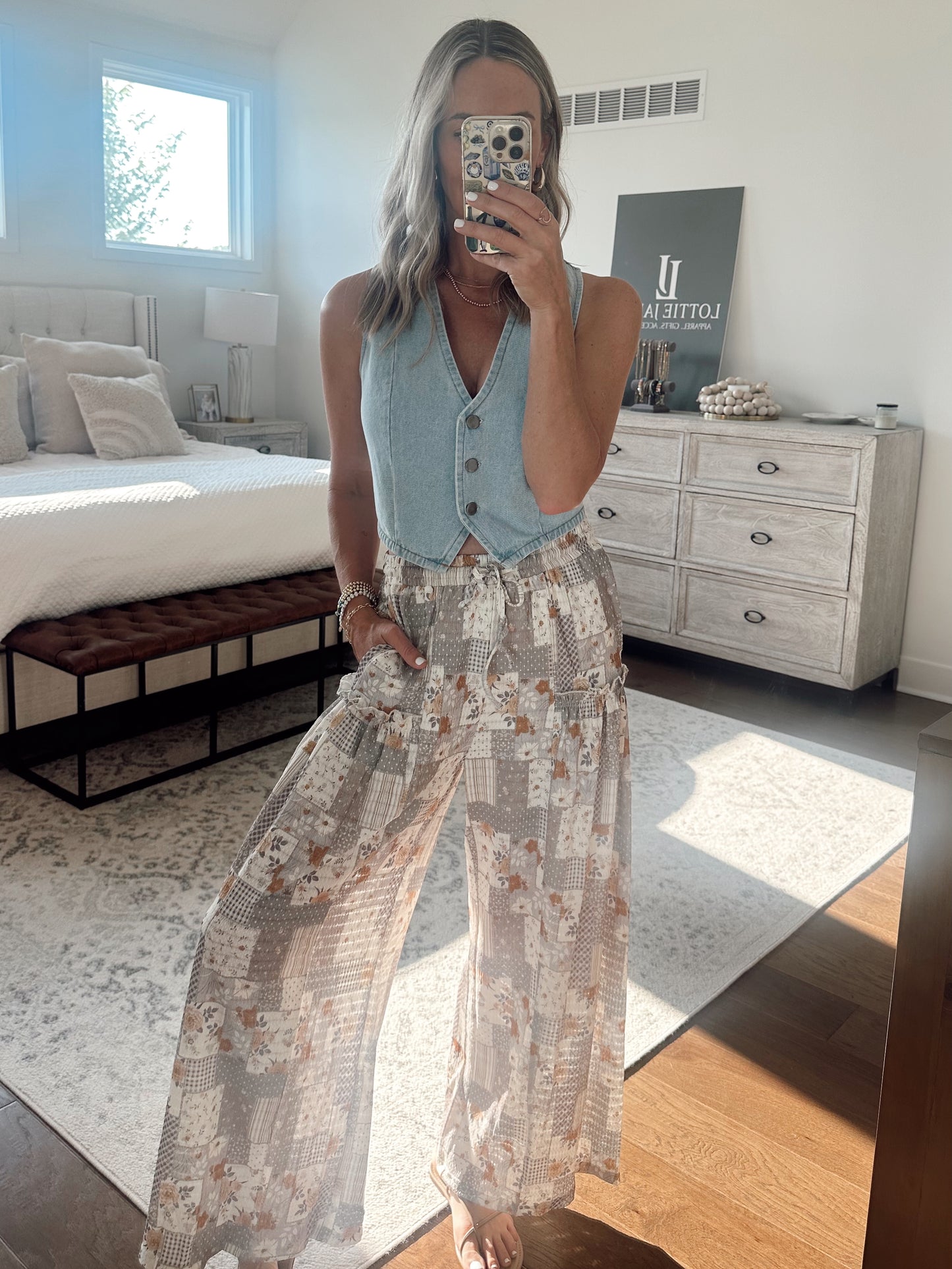 Patchwork Wide Leg Pant