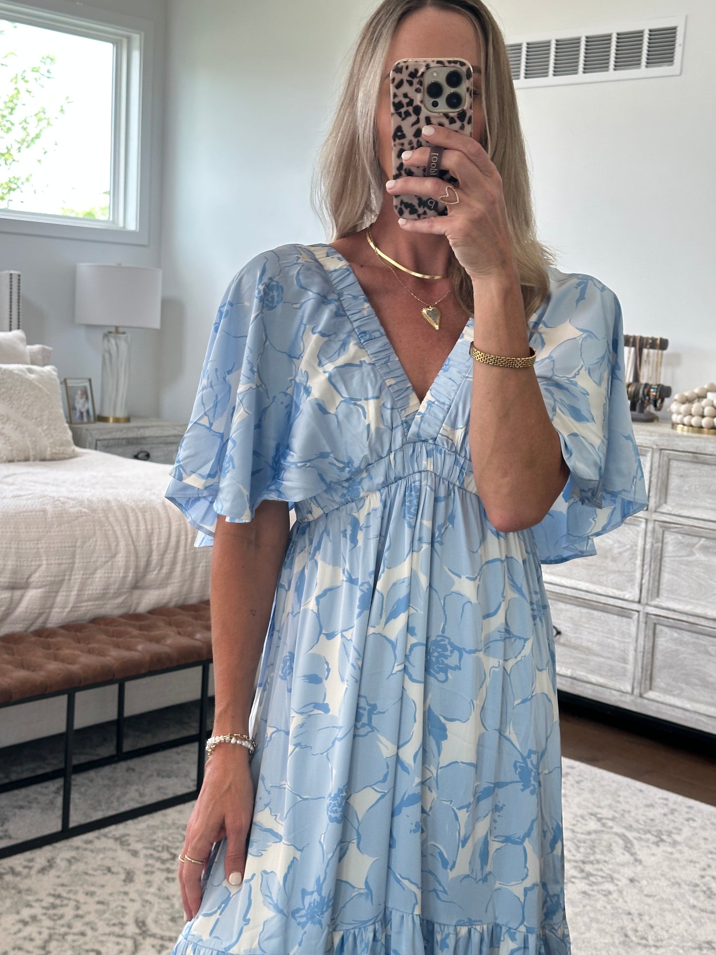Light Blue Satin Maxi