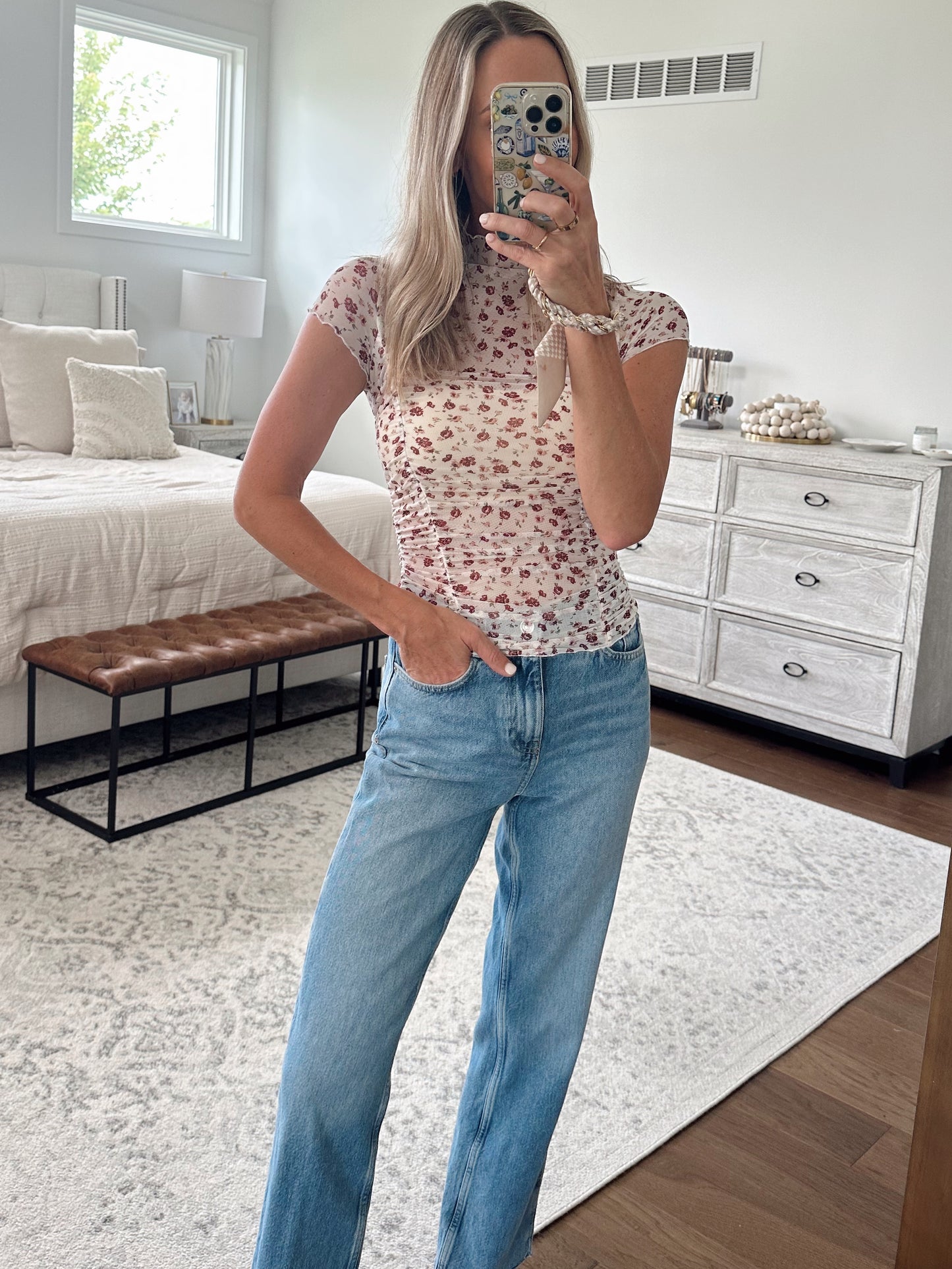 Floral Lace Short Sleeve Top