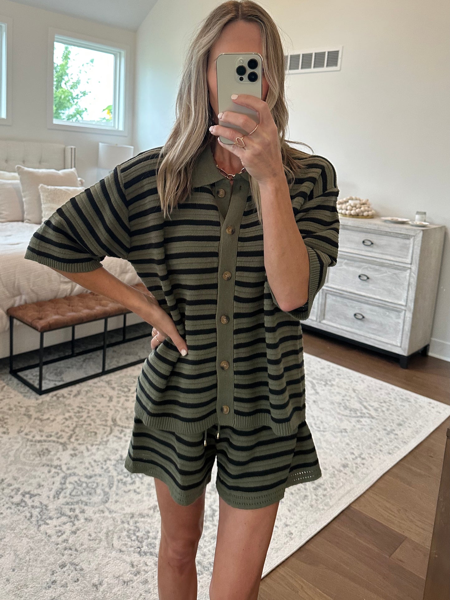 Olive Striped Set