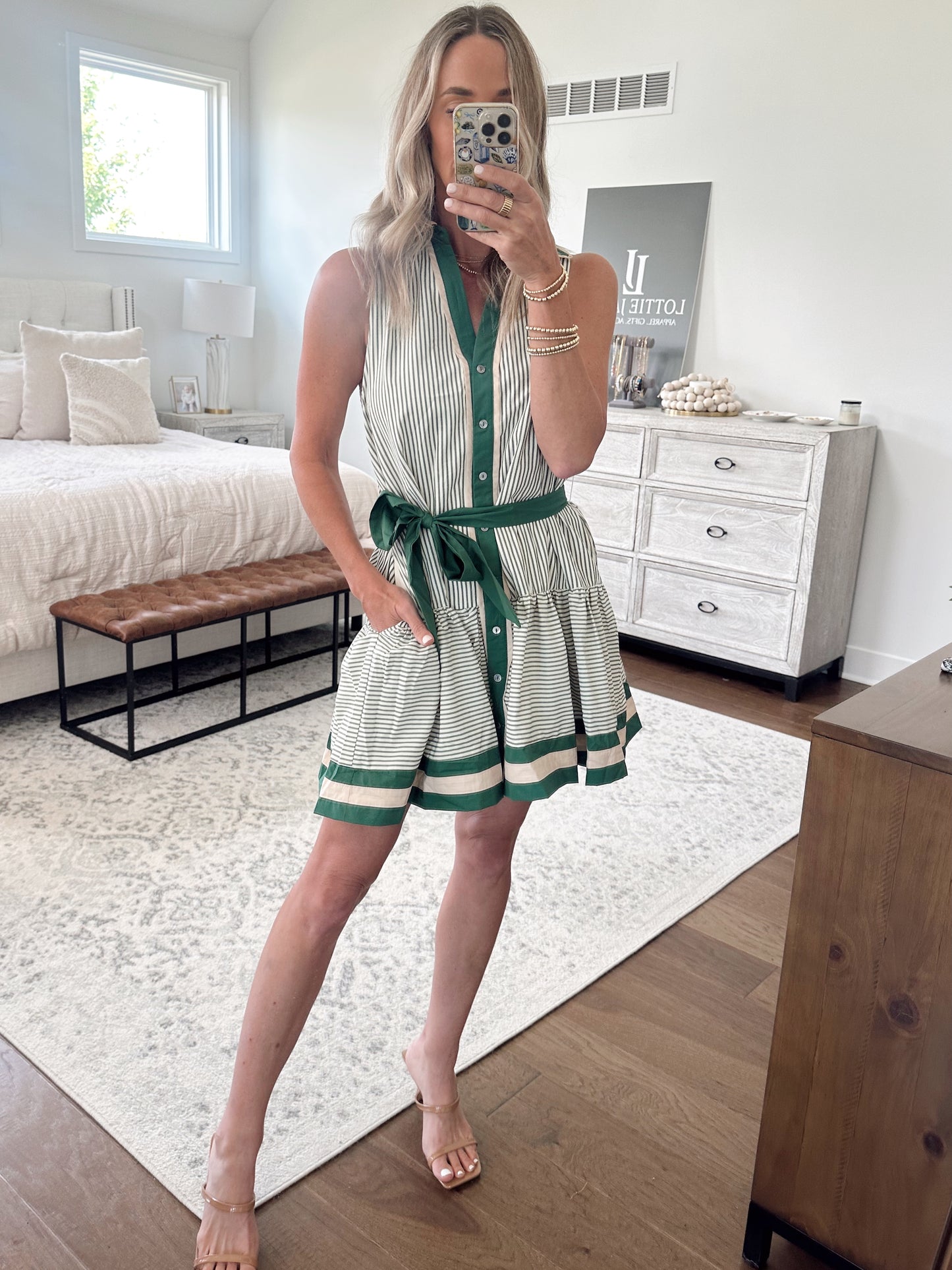 Green Striped Tank Dress