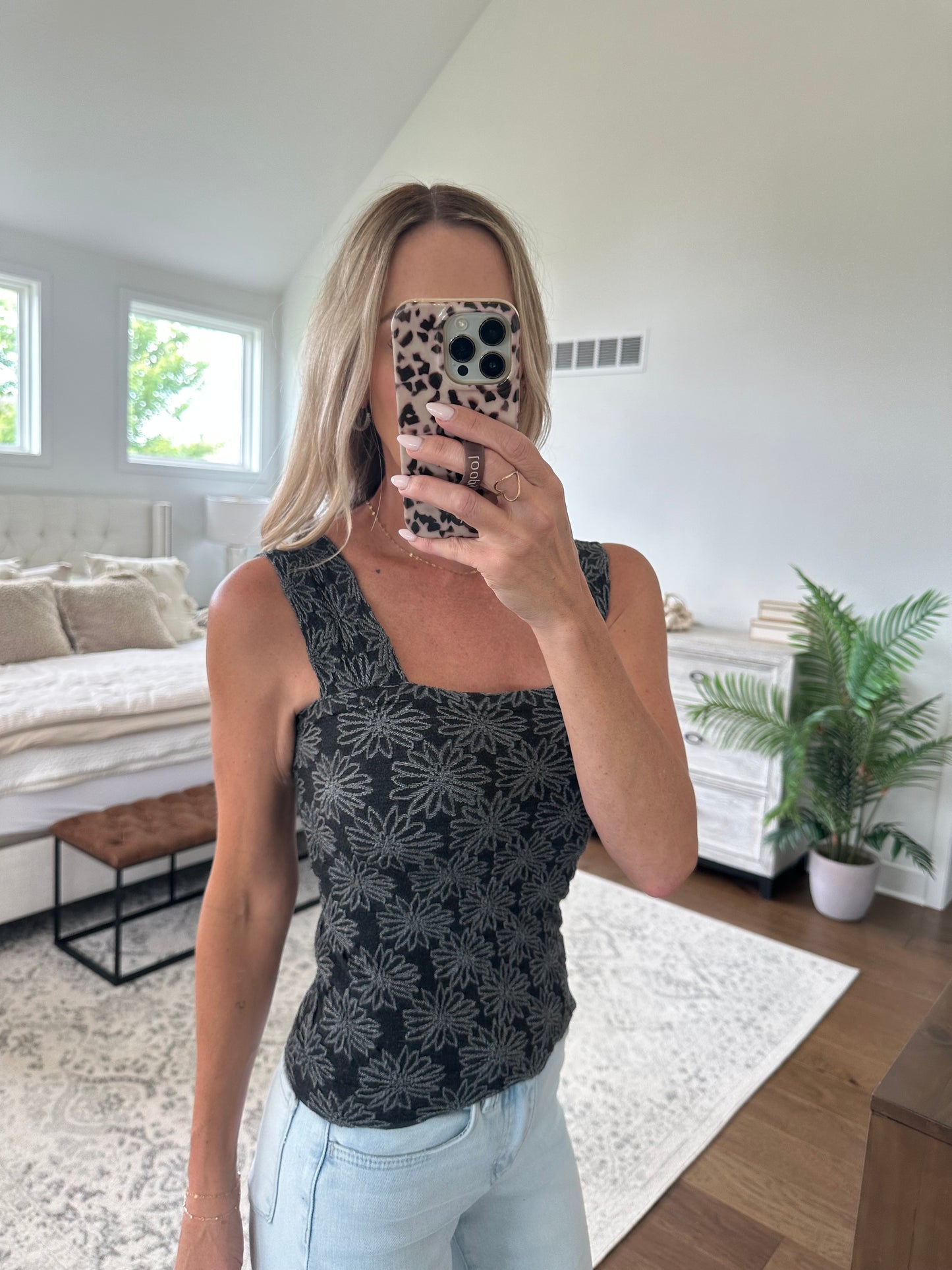 Floral Tank- Black