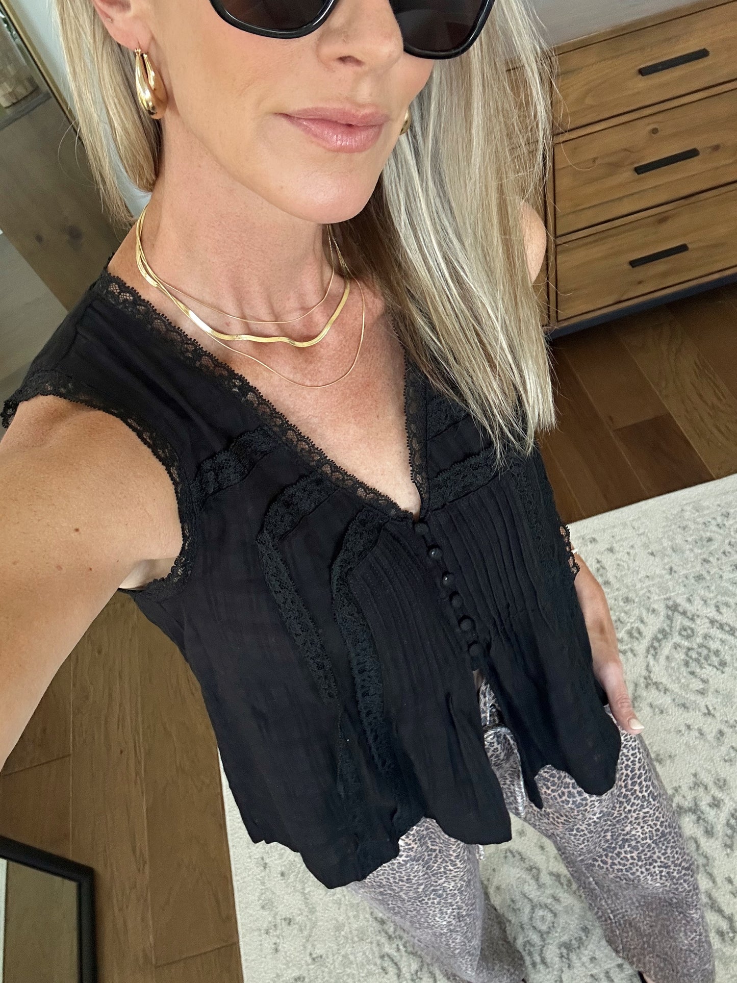 Black Pleat Blouse