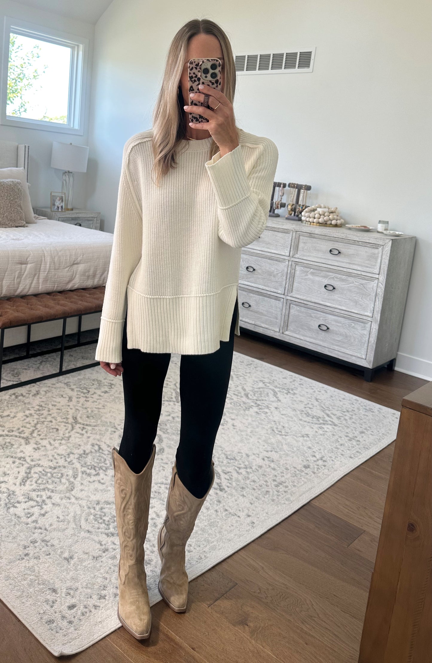 Cream Round Neck Sweater