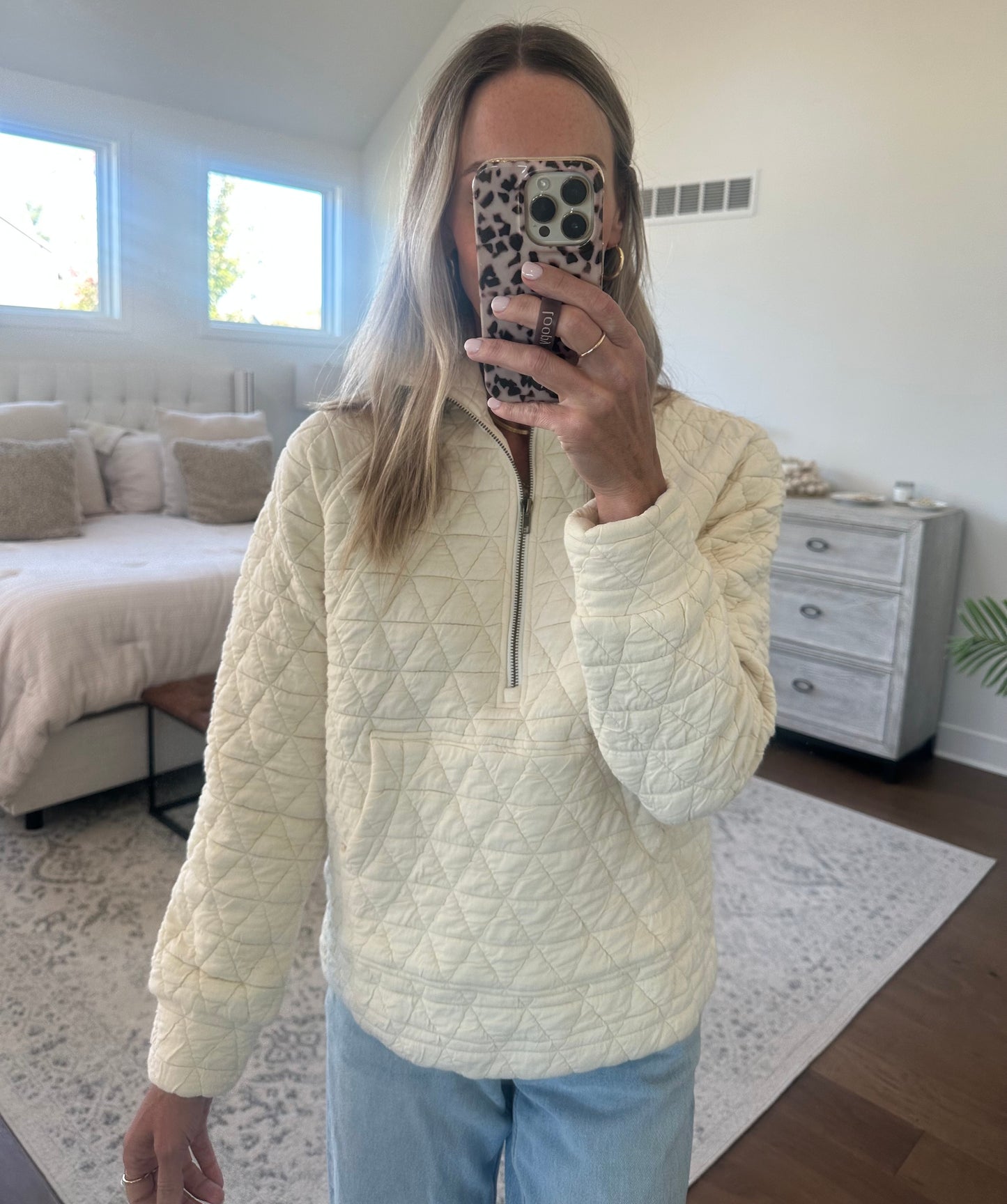 Cream Half Zip Sweatshirt