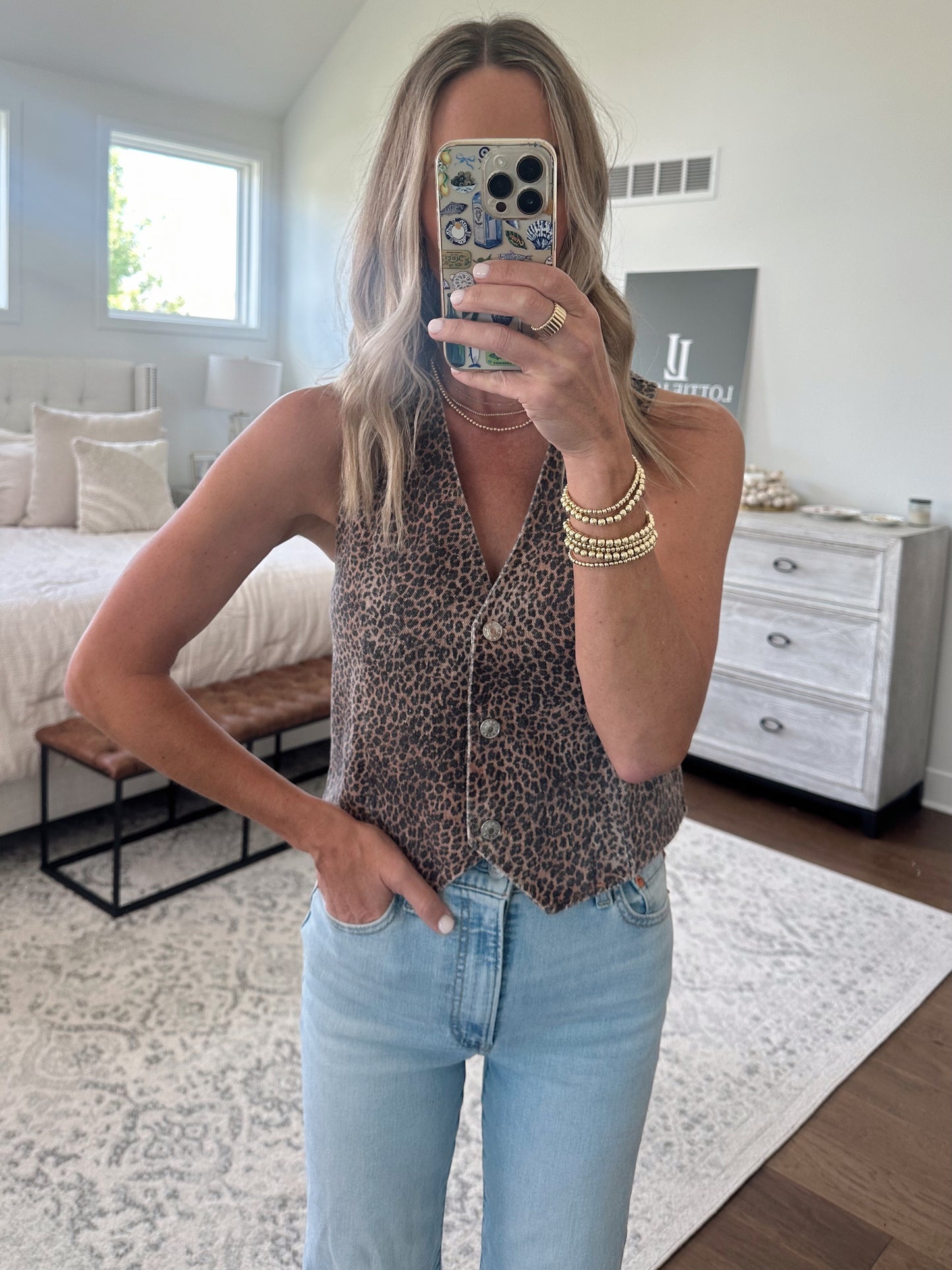 Leopard Denim Vest