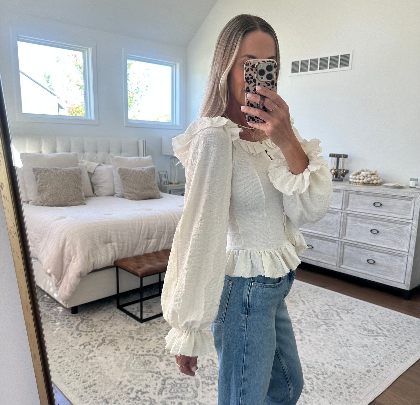 Cream Ruffle Top