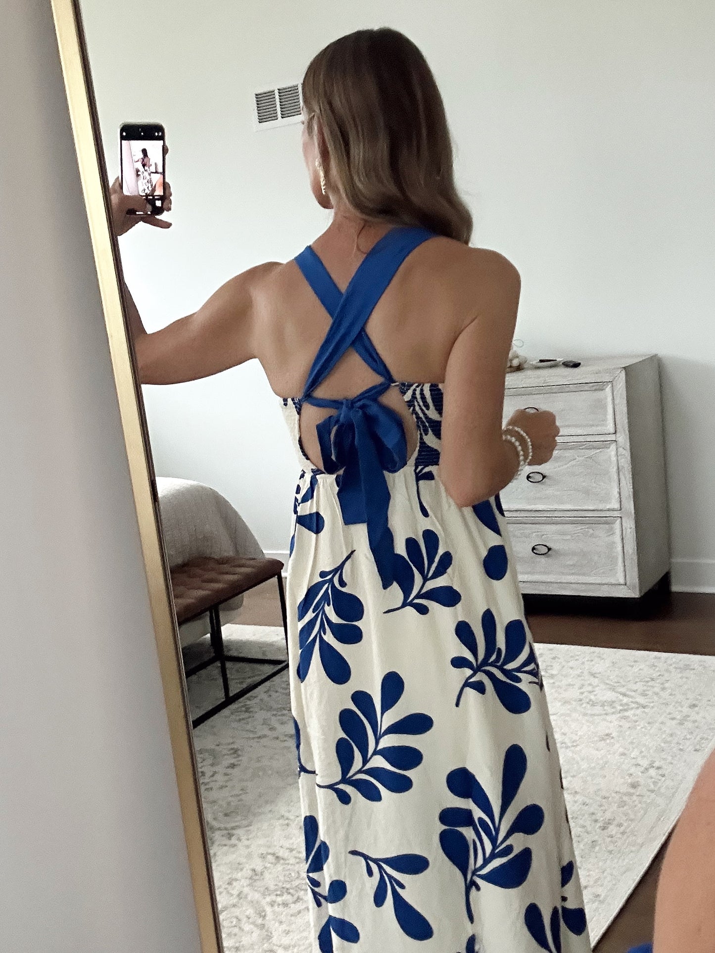 Leaf Print Midi Dress