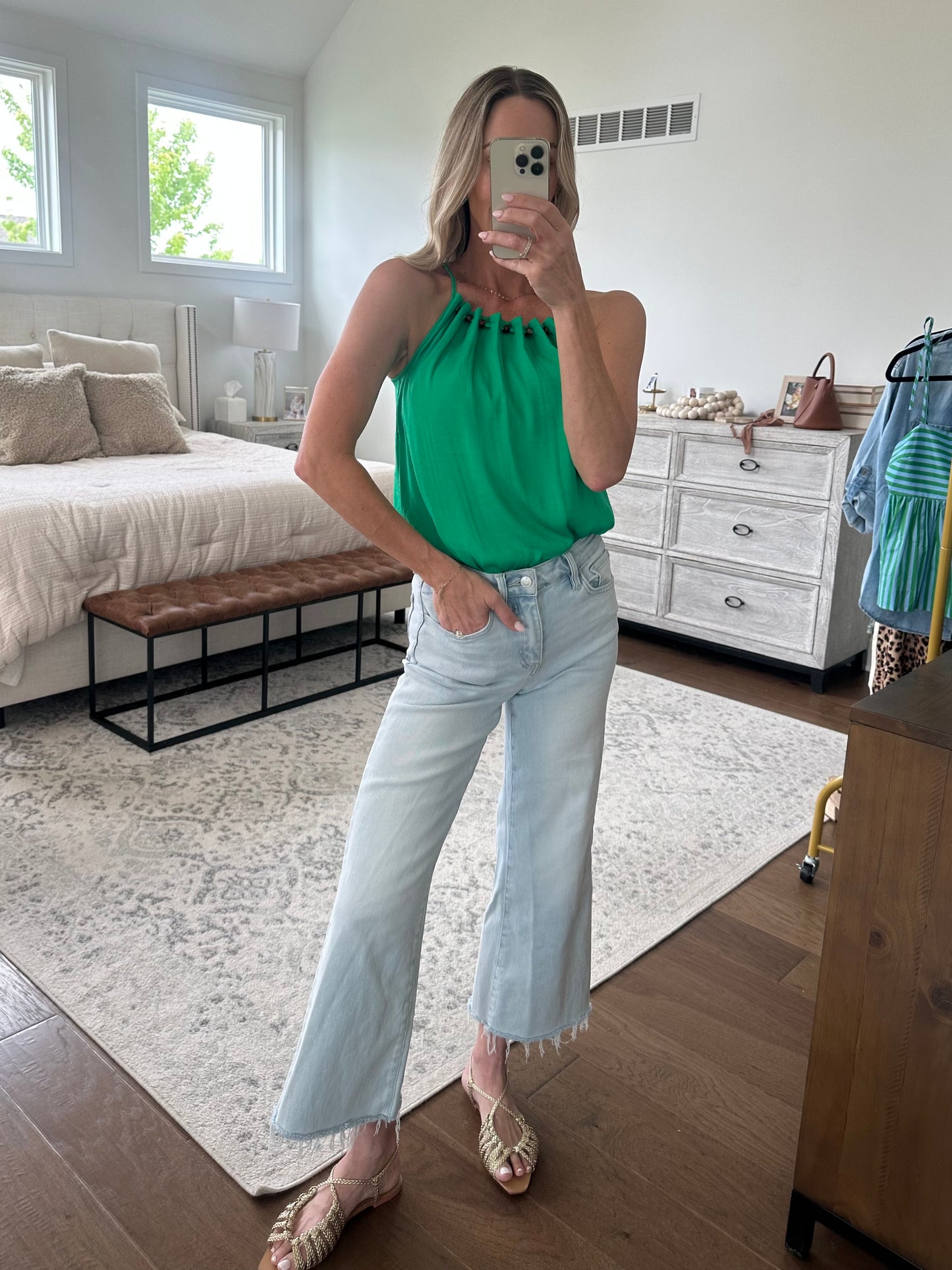 Green Beaded Tank