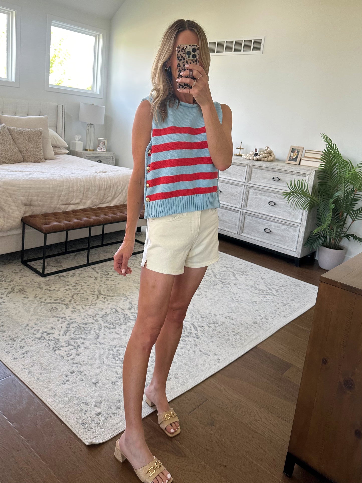 Baby Blue & Red Sweater