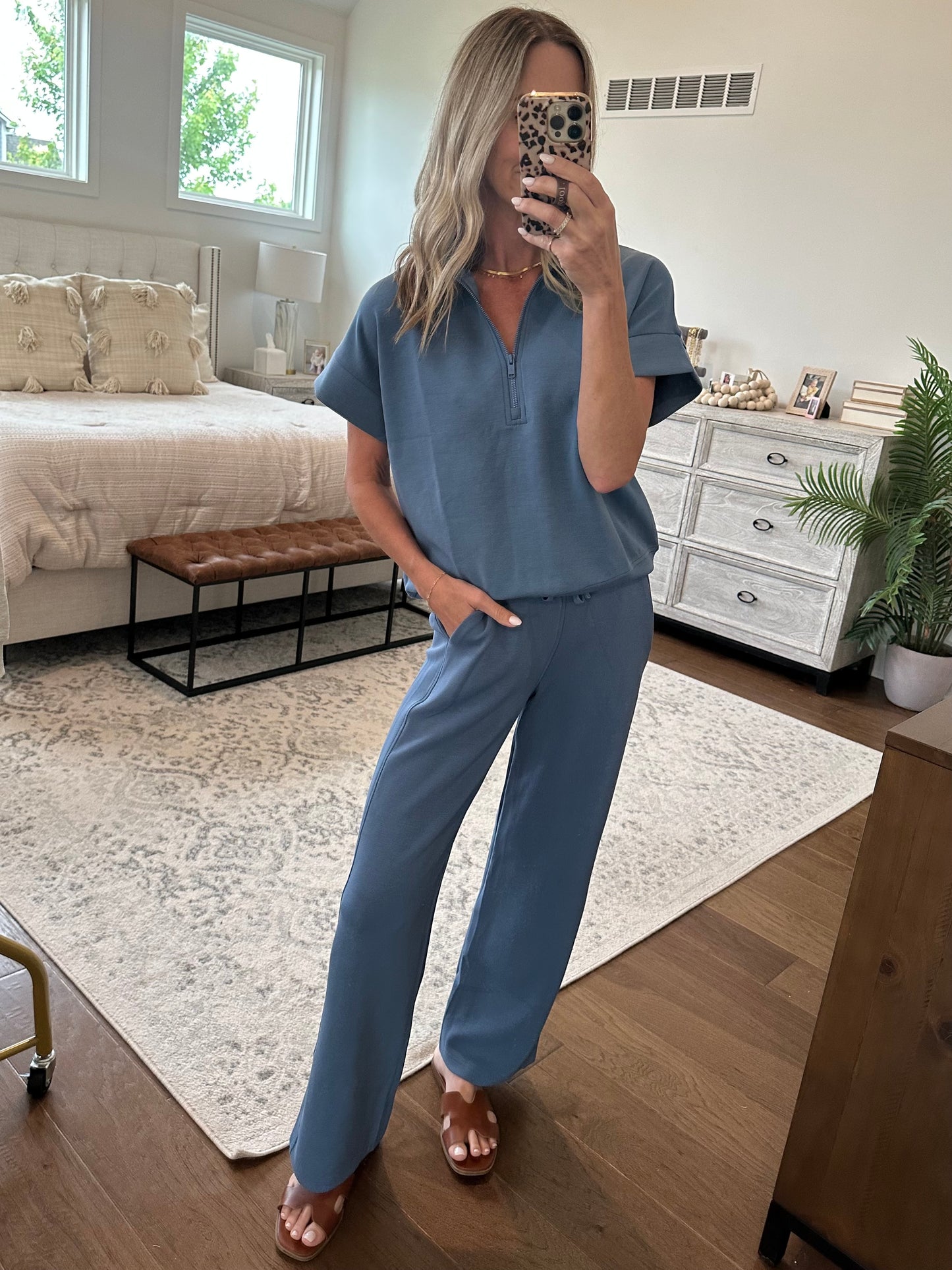 Quarter Zip Top- Blue