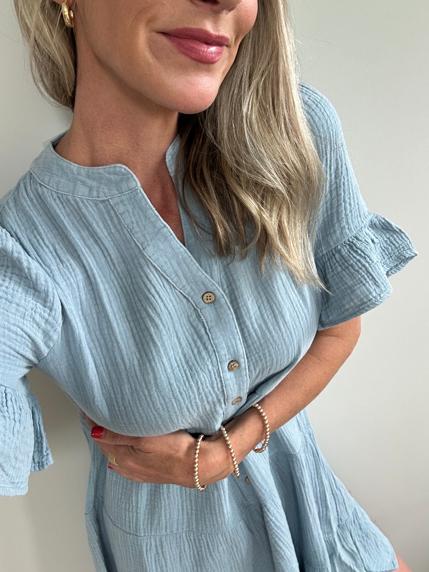 Flutter Sleeve Woven Dress