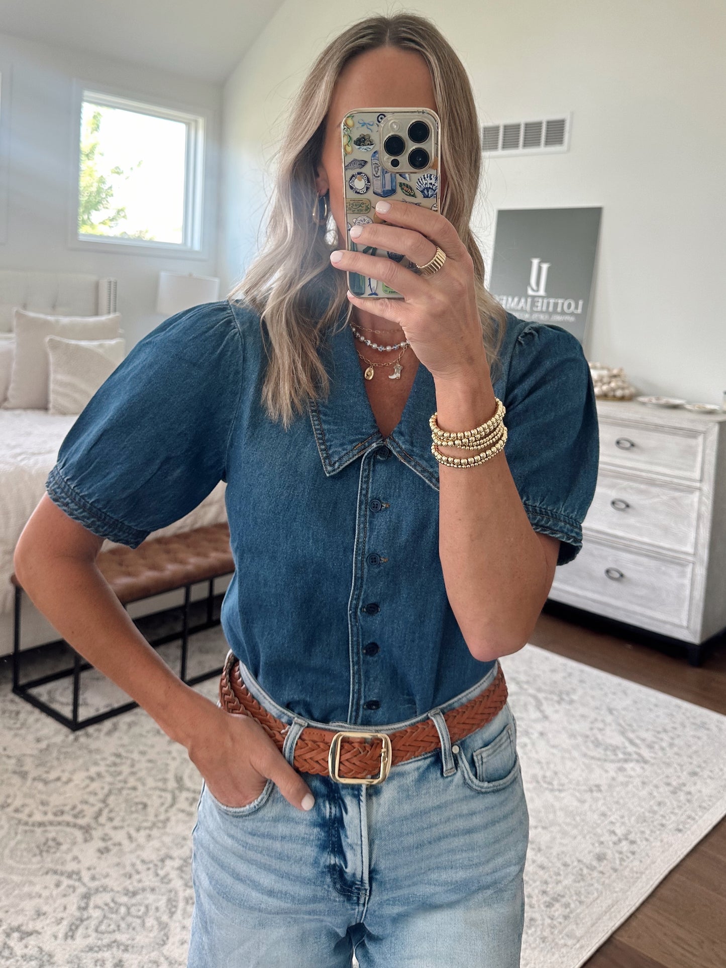 Denim Button Down Top