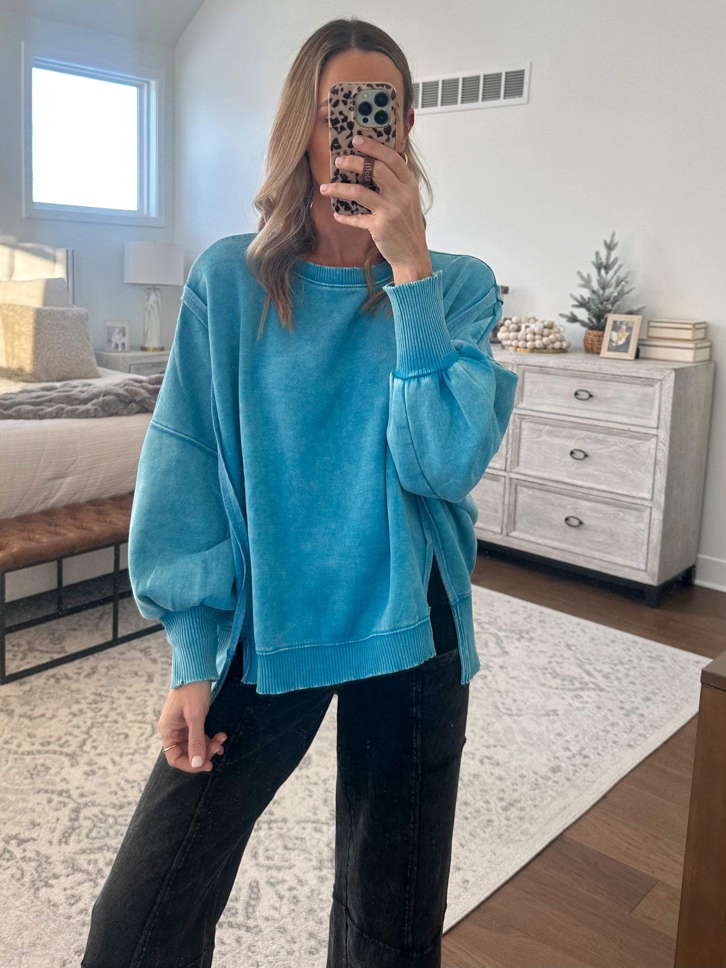 Oversized Sweatshirt- Blue