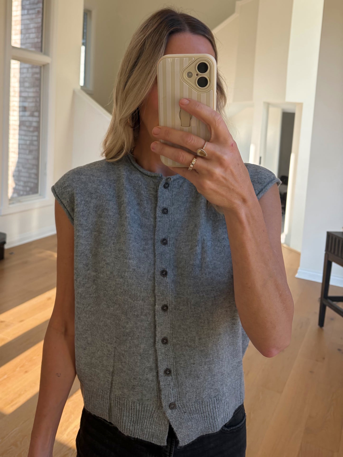 Sleeveless Cardi- Grey