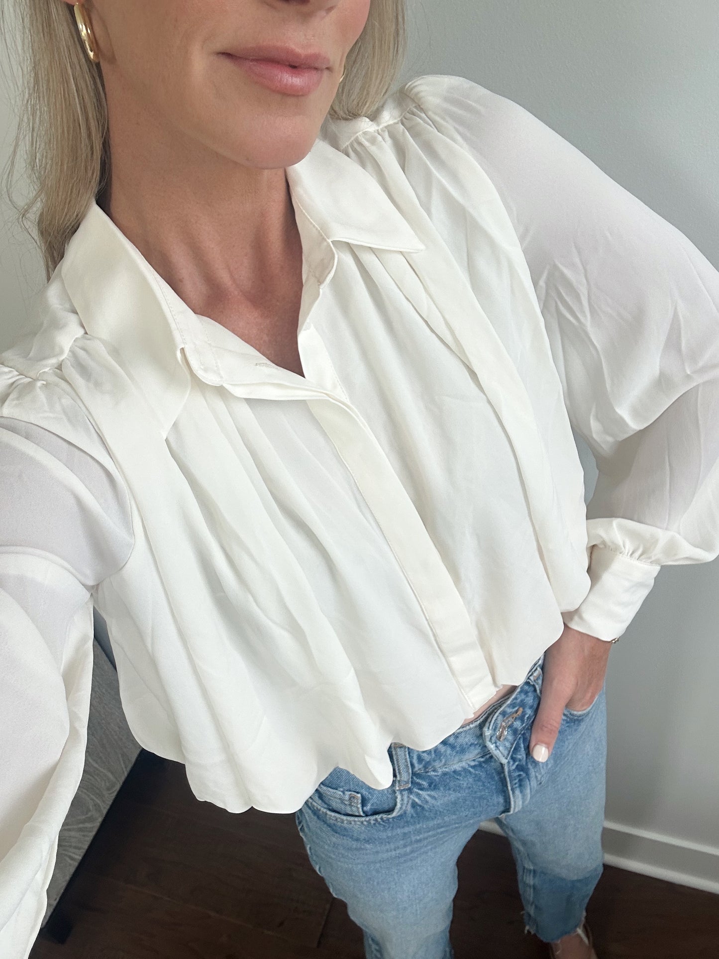 Bubble Hem Chiffon Top