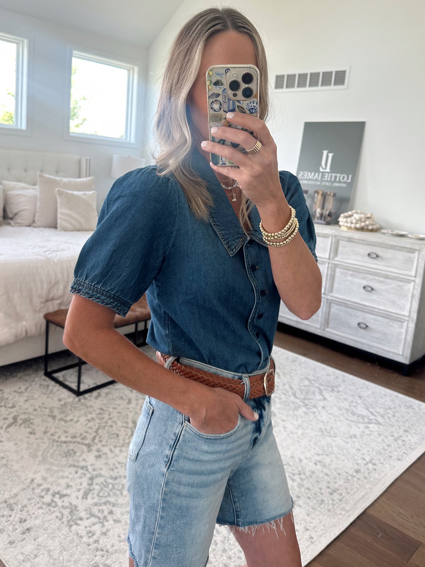 Denim Button Down Top
