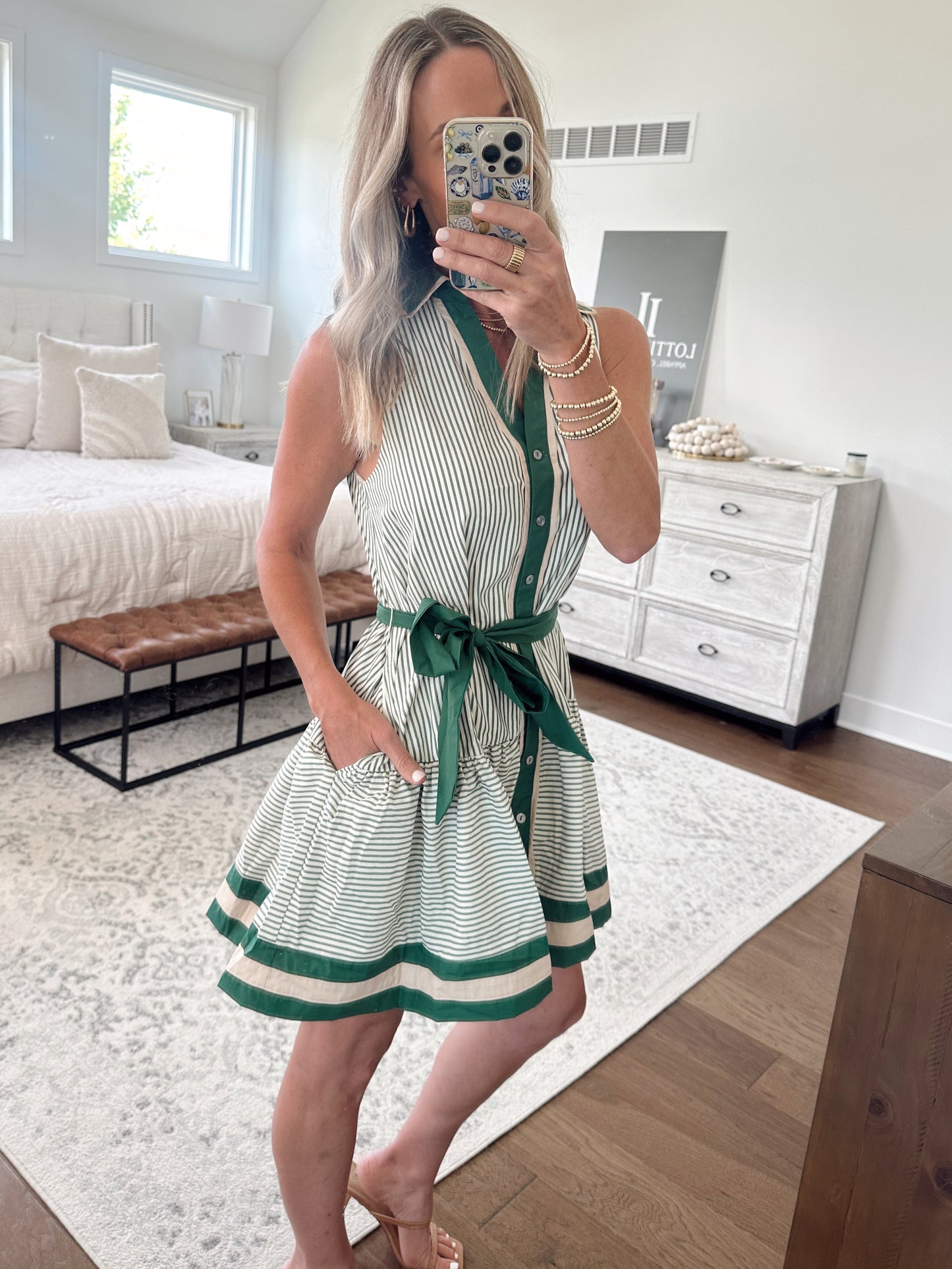 Green Striped Tank Dress
