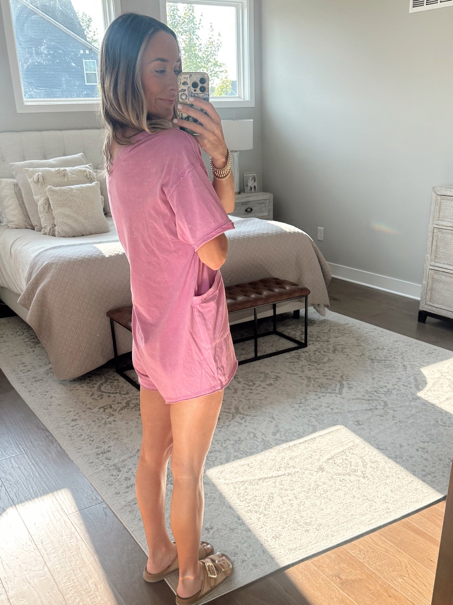 Acid Wash Romper- Orchid