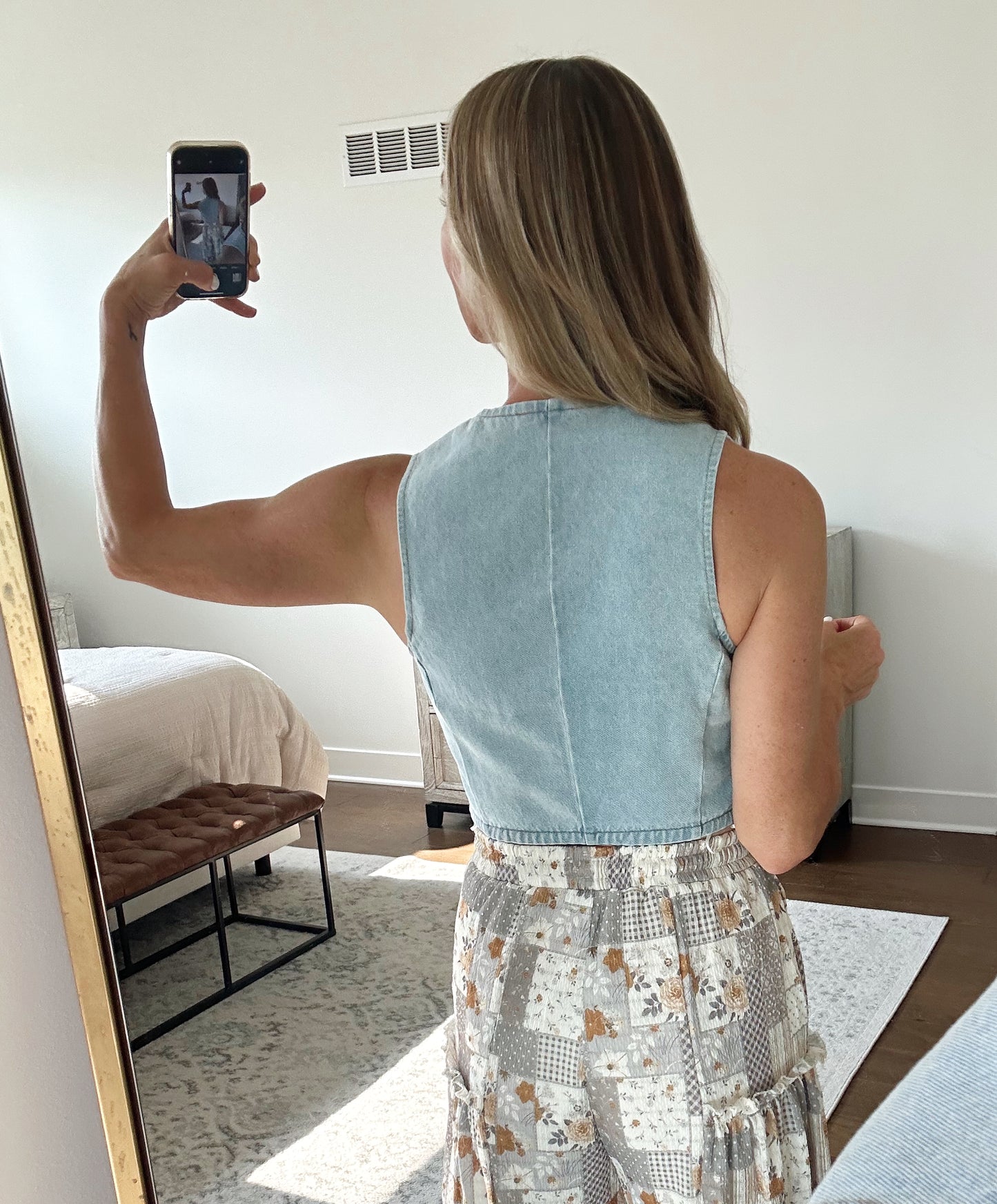 Cropped Denim Vest