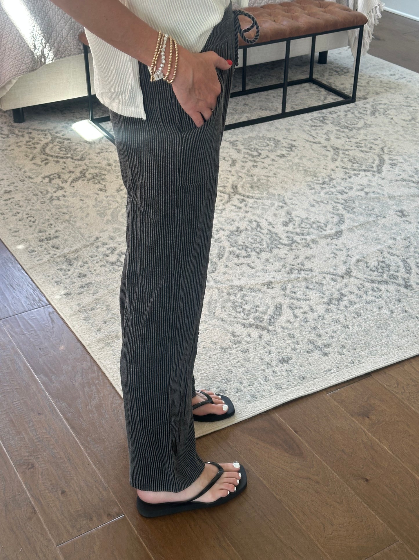 Ribbed Pants- Charcoal