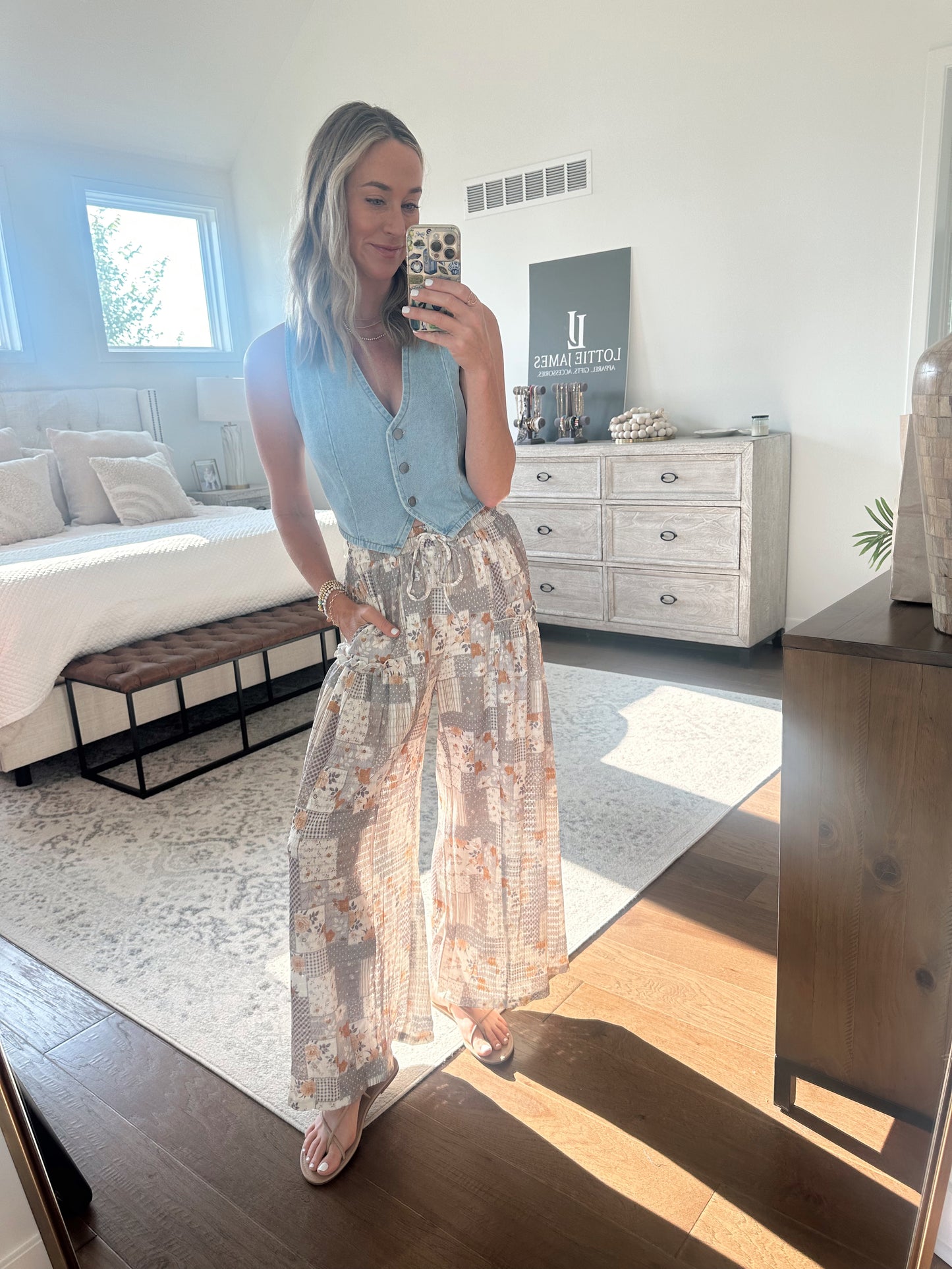 Patchwork Wide Leg Pant