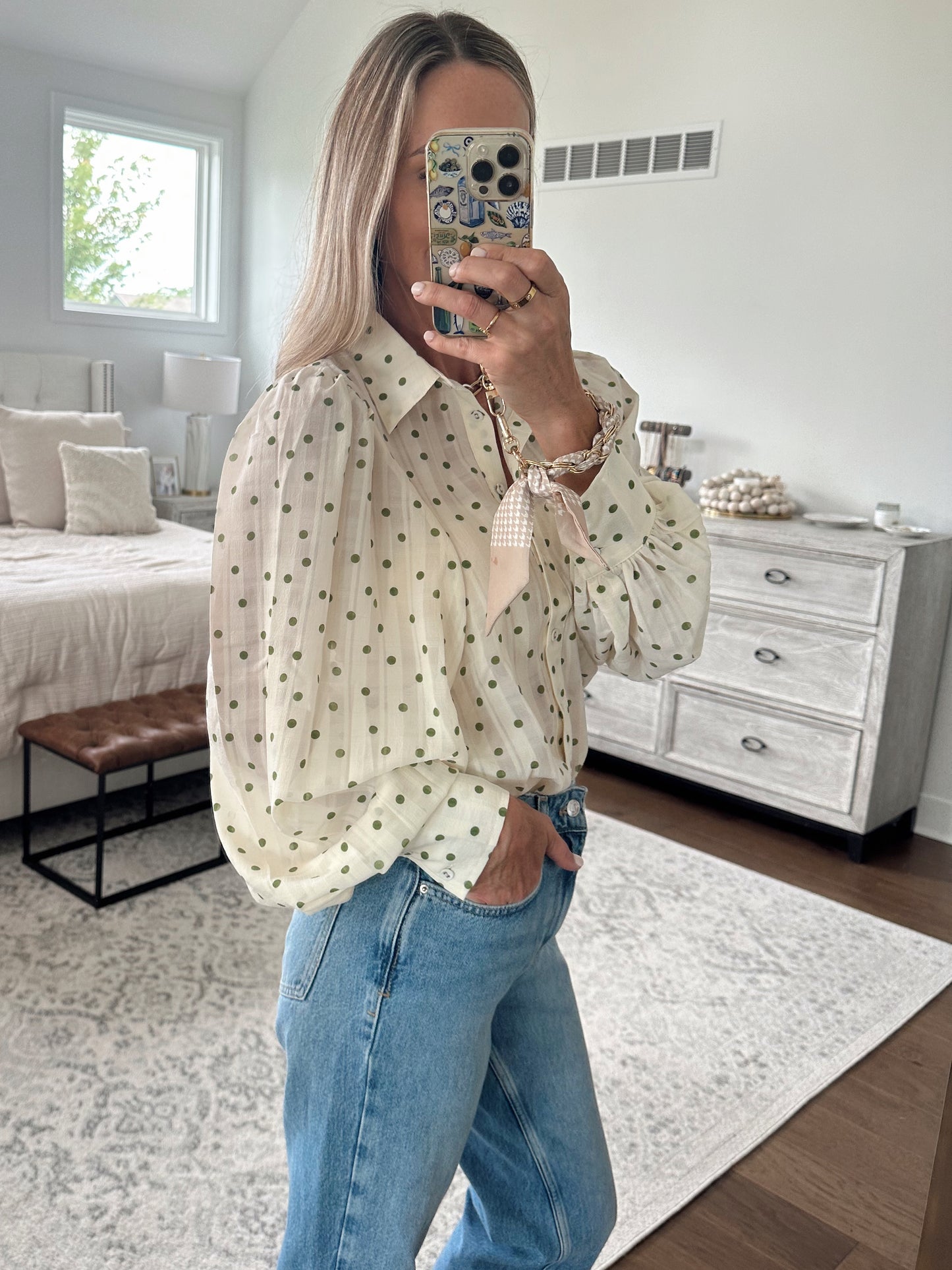Lime Polka Dot Top