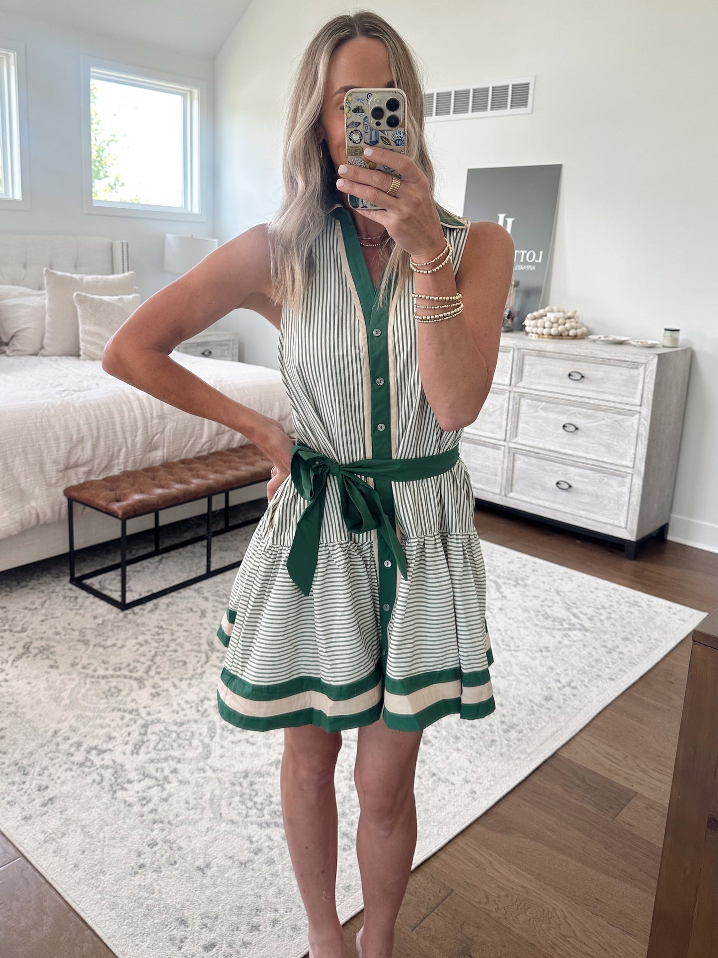 Green Striped Tank Dress