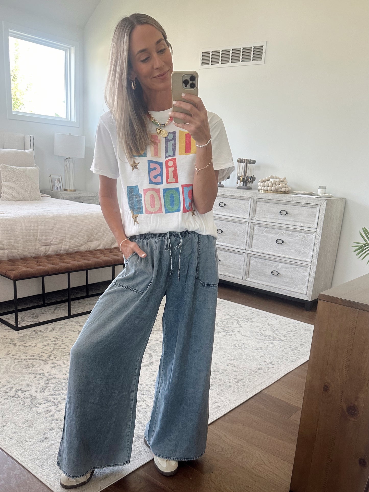Chambray Palazzo Pant