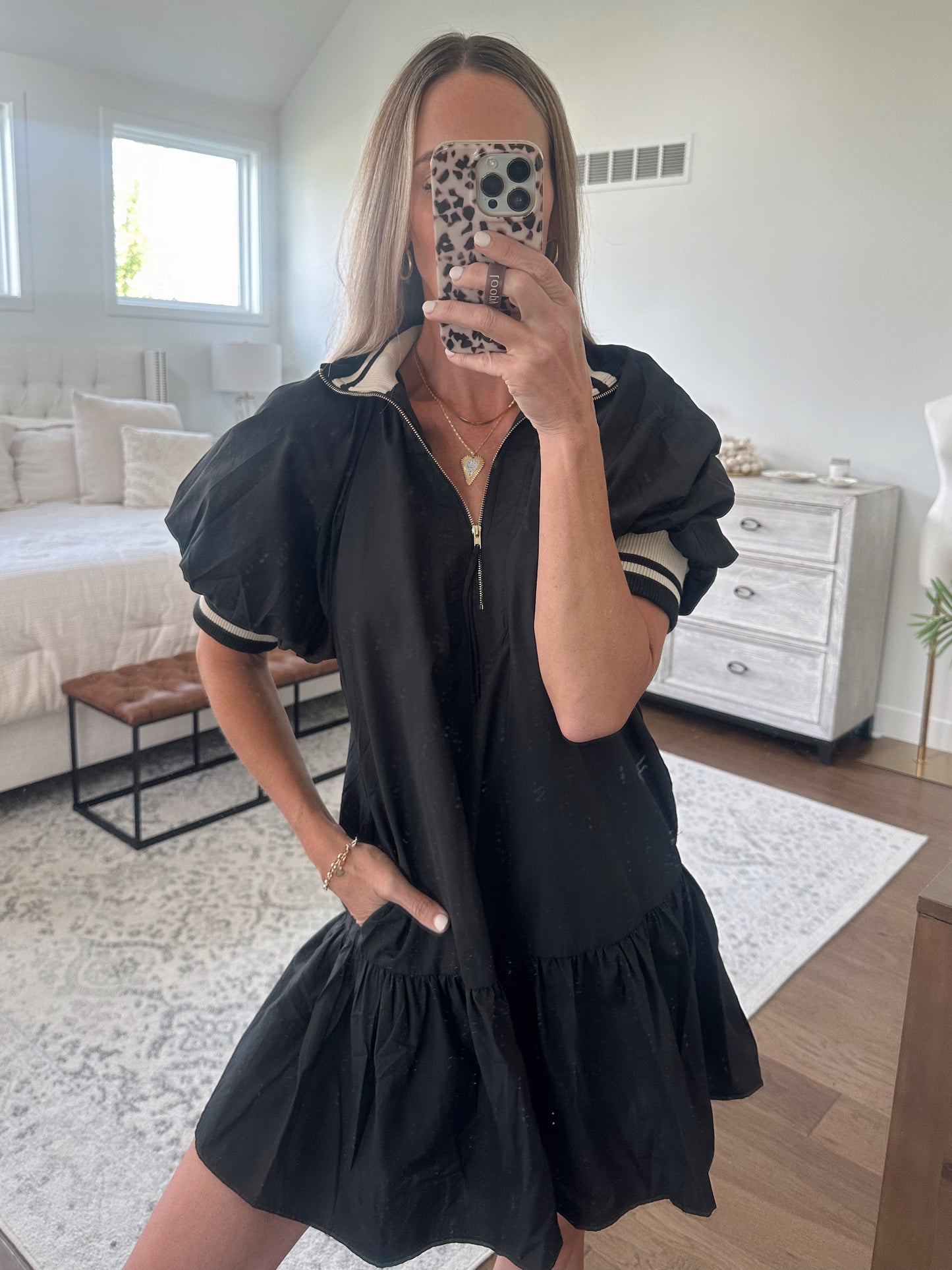 Black Ruffle Hem Dress