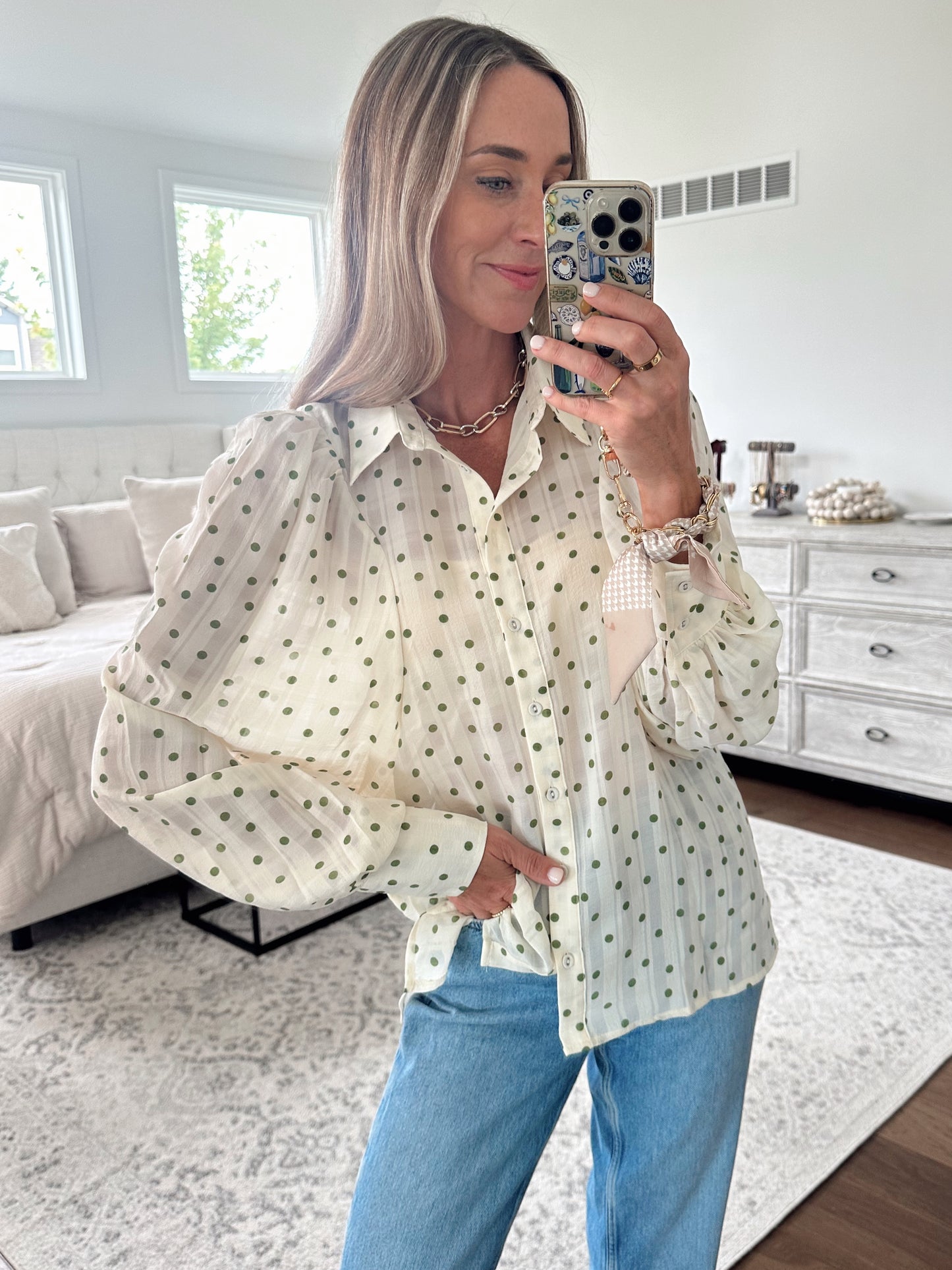 Lime Polka Dot Top