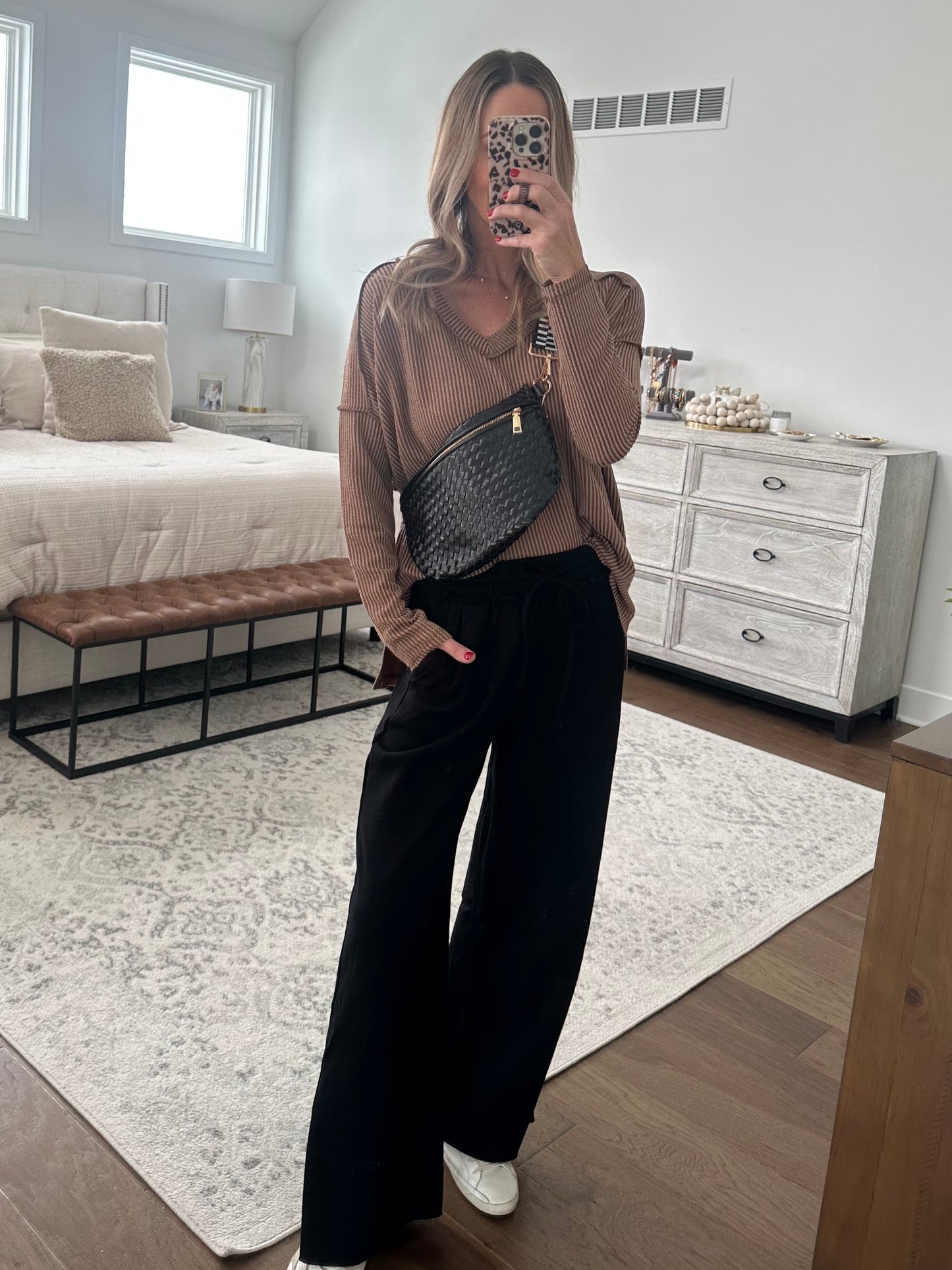 V Neck Thermal- Brown