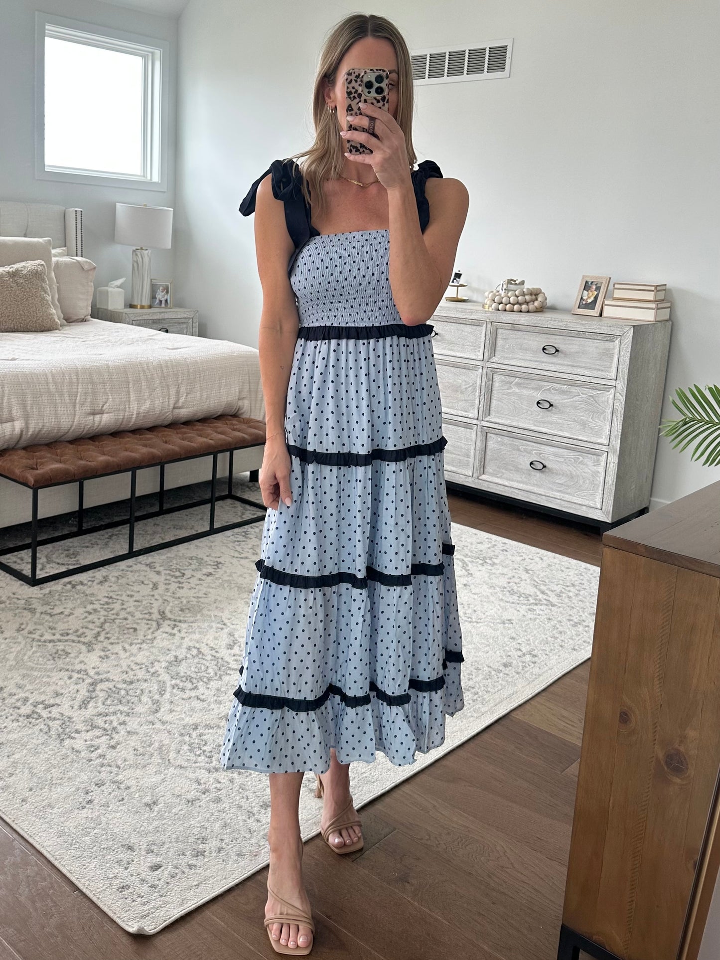 Polka Dot Blue/Navy Maxi Dress