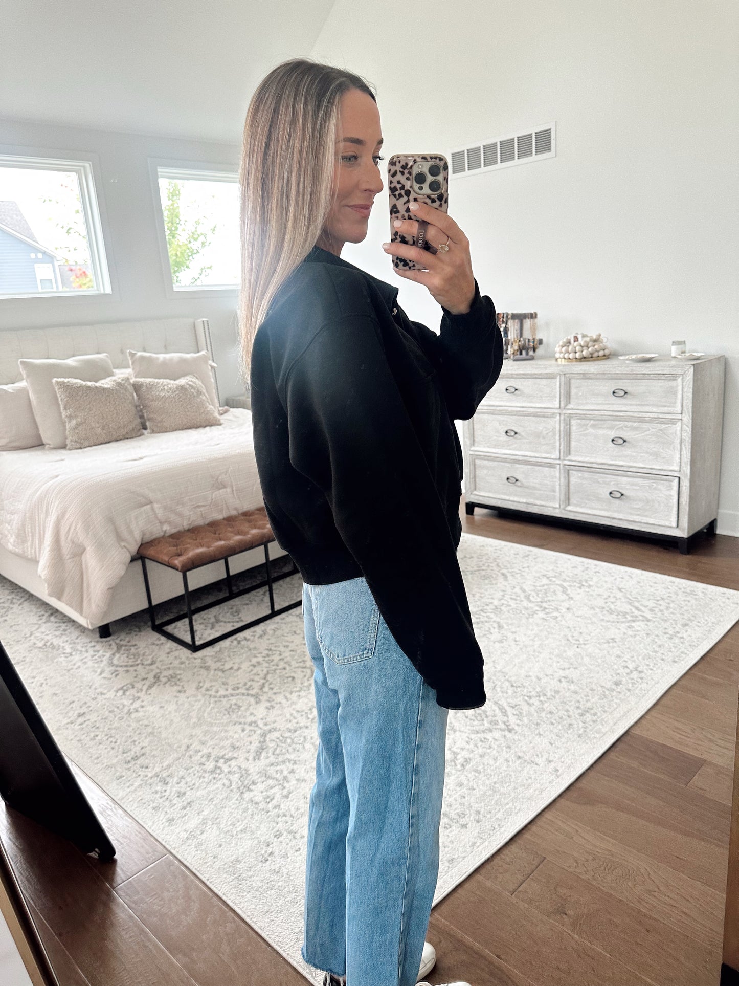 Black Half Snap Sweatshirt