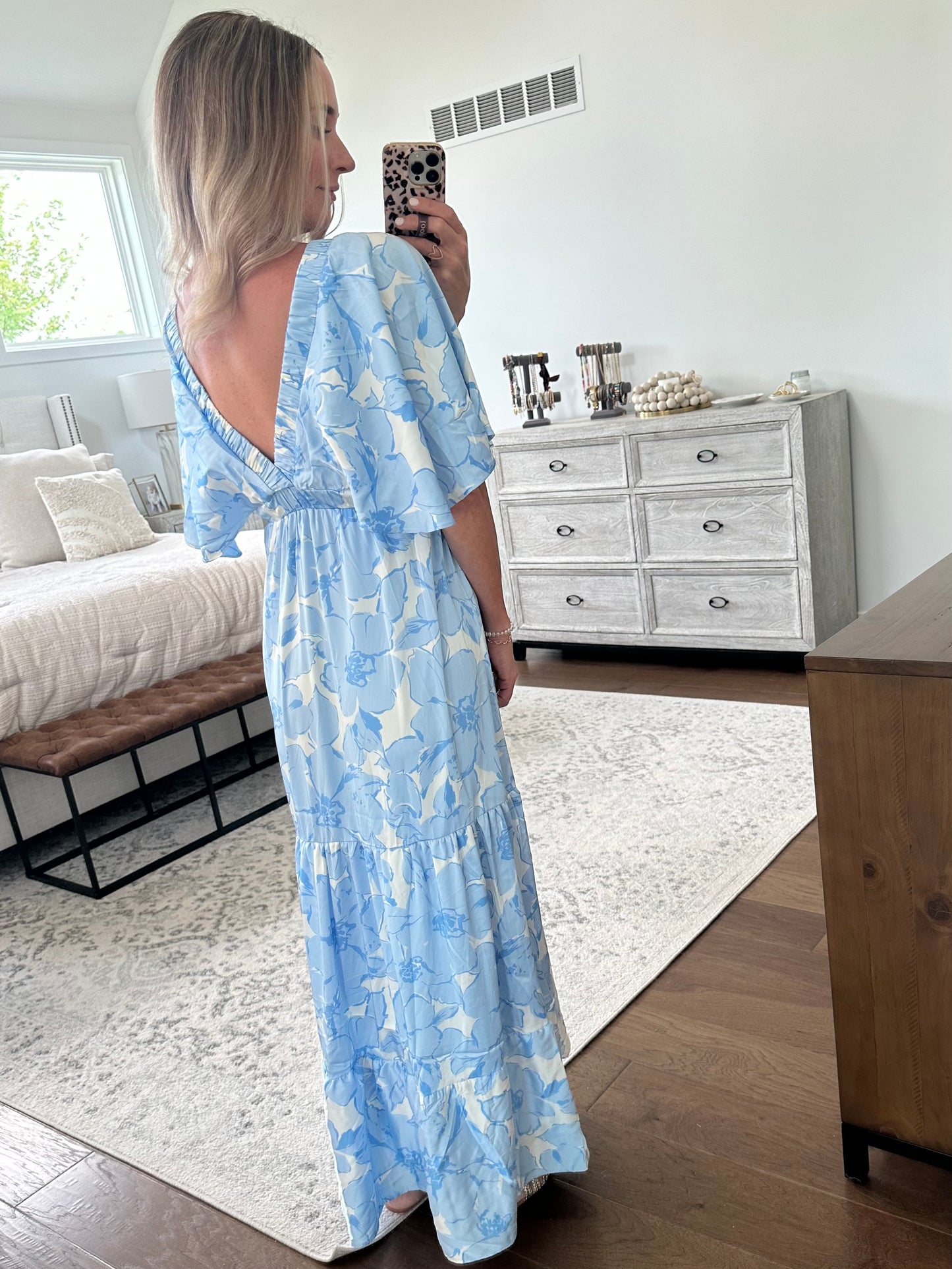 Light Blue Satin Maxi