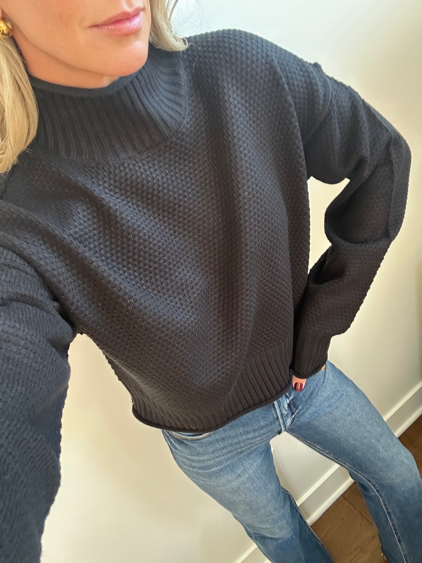 Black Mock Neck Sweater