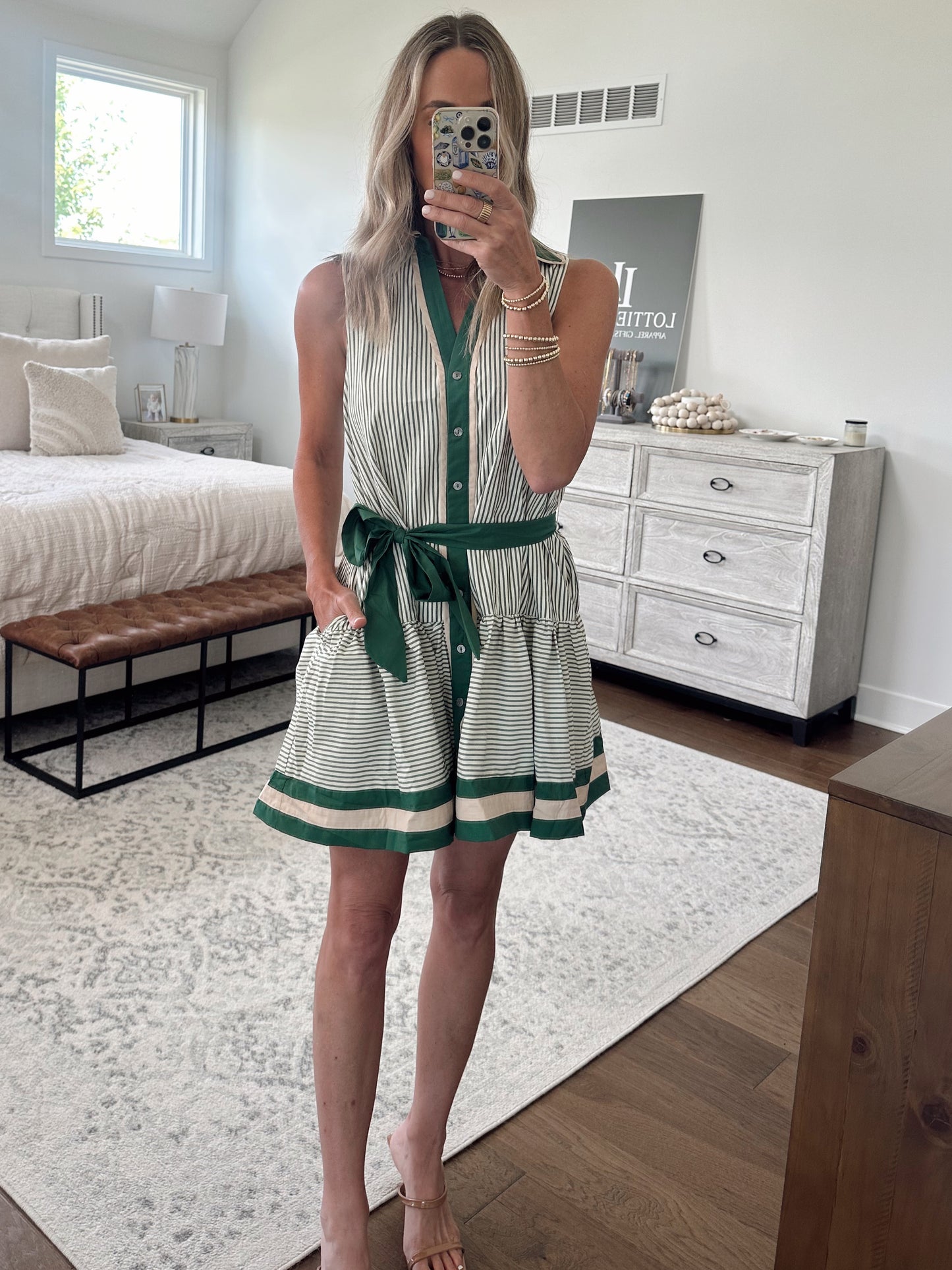 Green Striped Tank Dress
