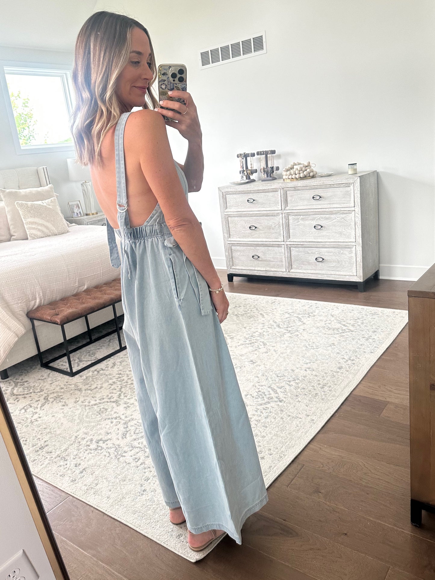 Bow Denim Jumpsuit