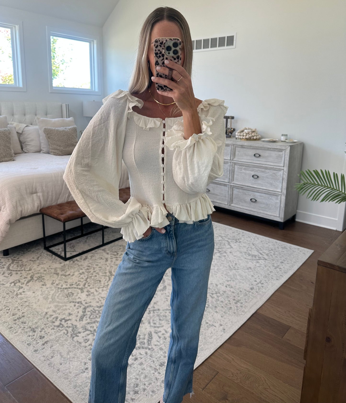 Cream Ruffle Top