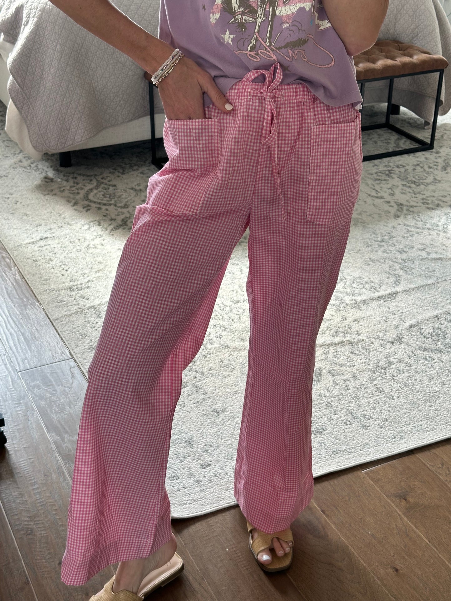 Gingham Pants- Pink
