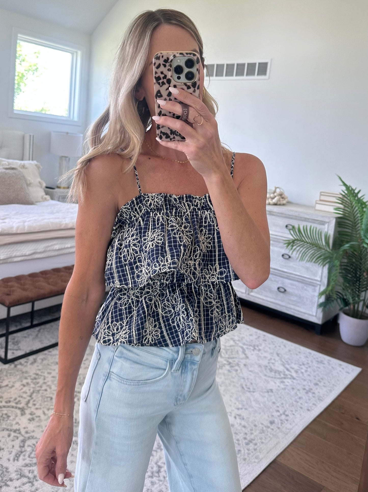 Navy Ruffle Tank