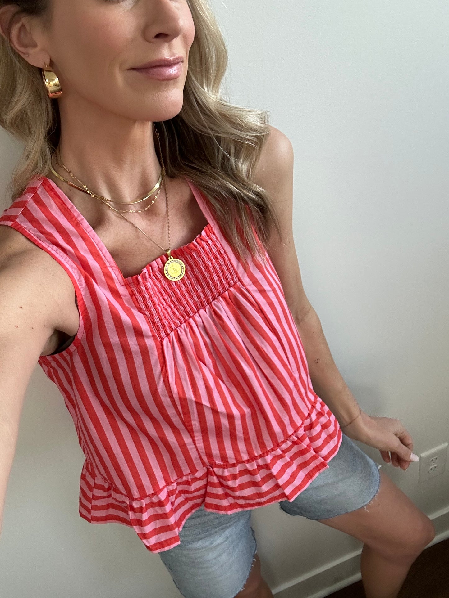 Pink & Coral Striped Tank