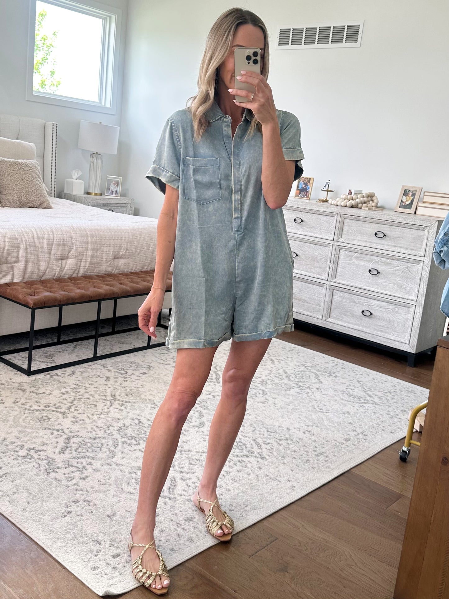 Blue Mineral Wash Romper