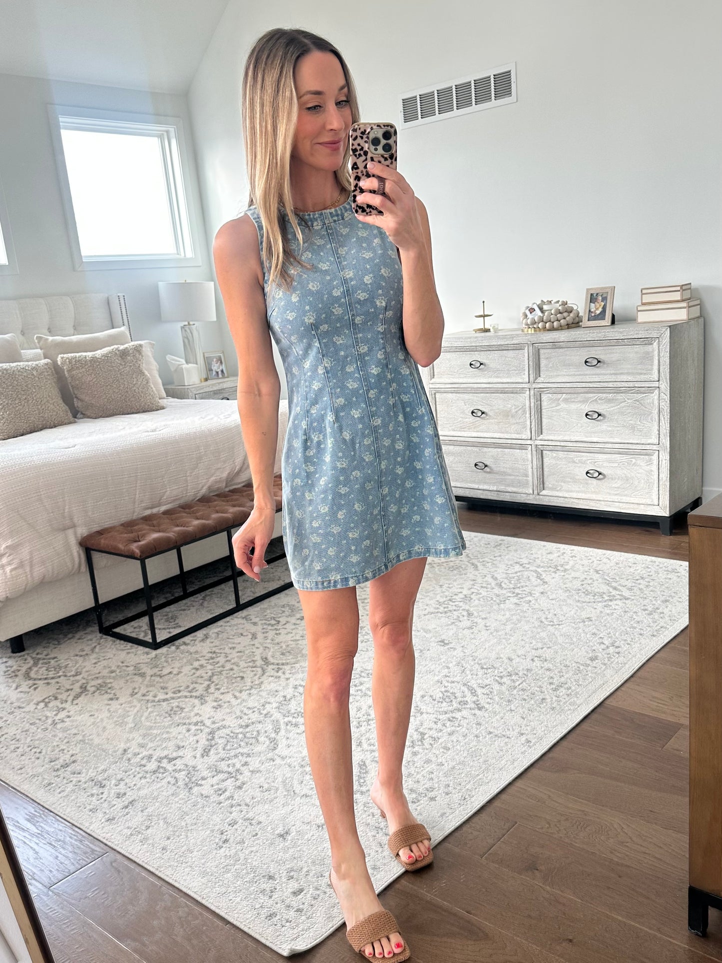 Denim Floral Print Dress