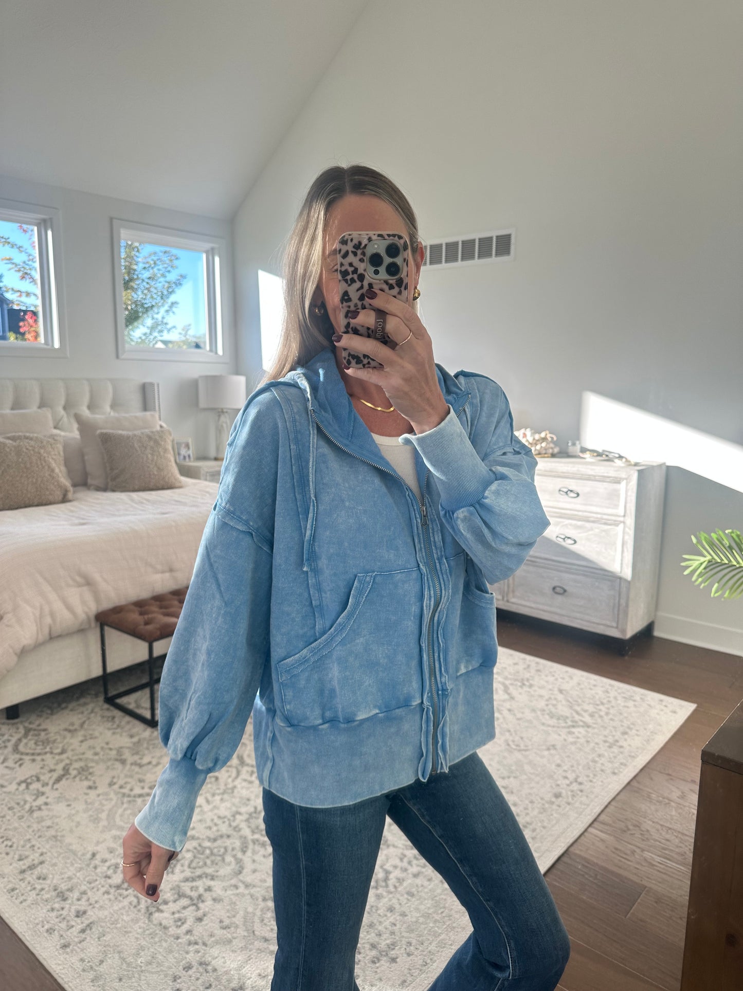 Baby Blue Zip Up Hoodie