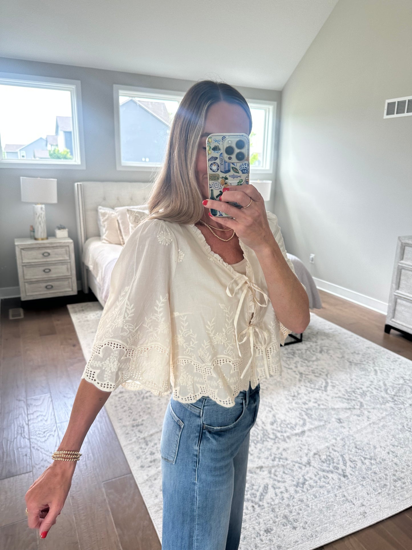Tie Front Blouse- Ivory