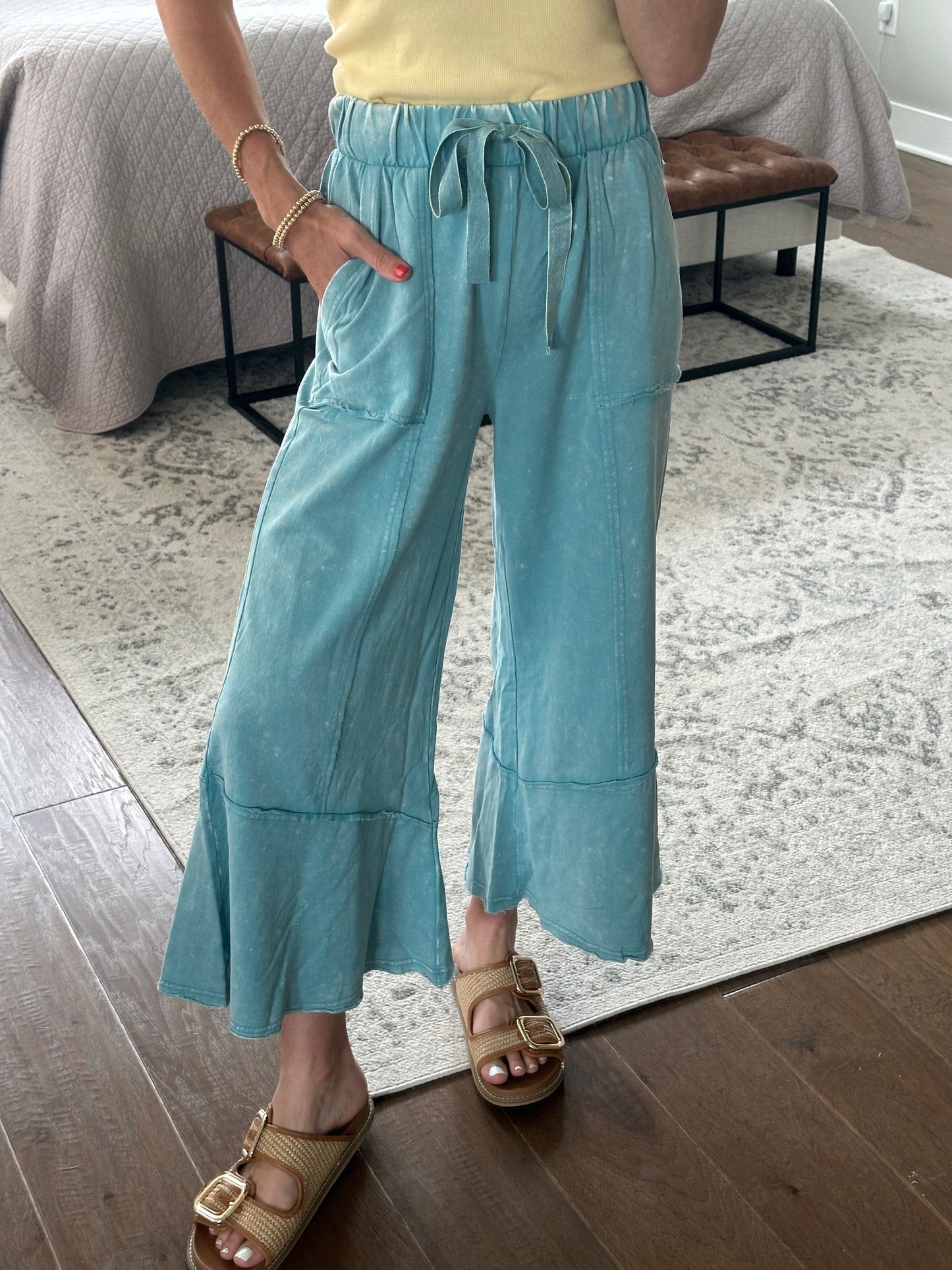 Flare Hem Pant- Blue