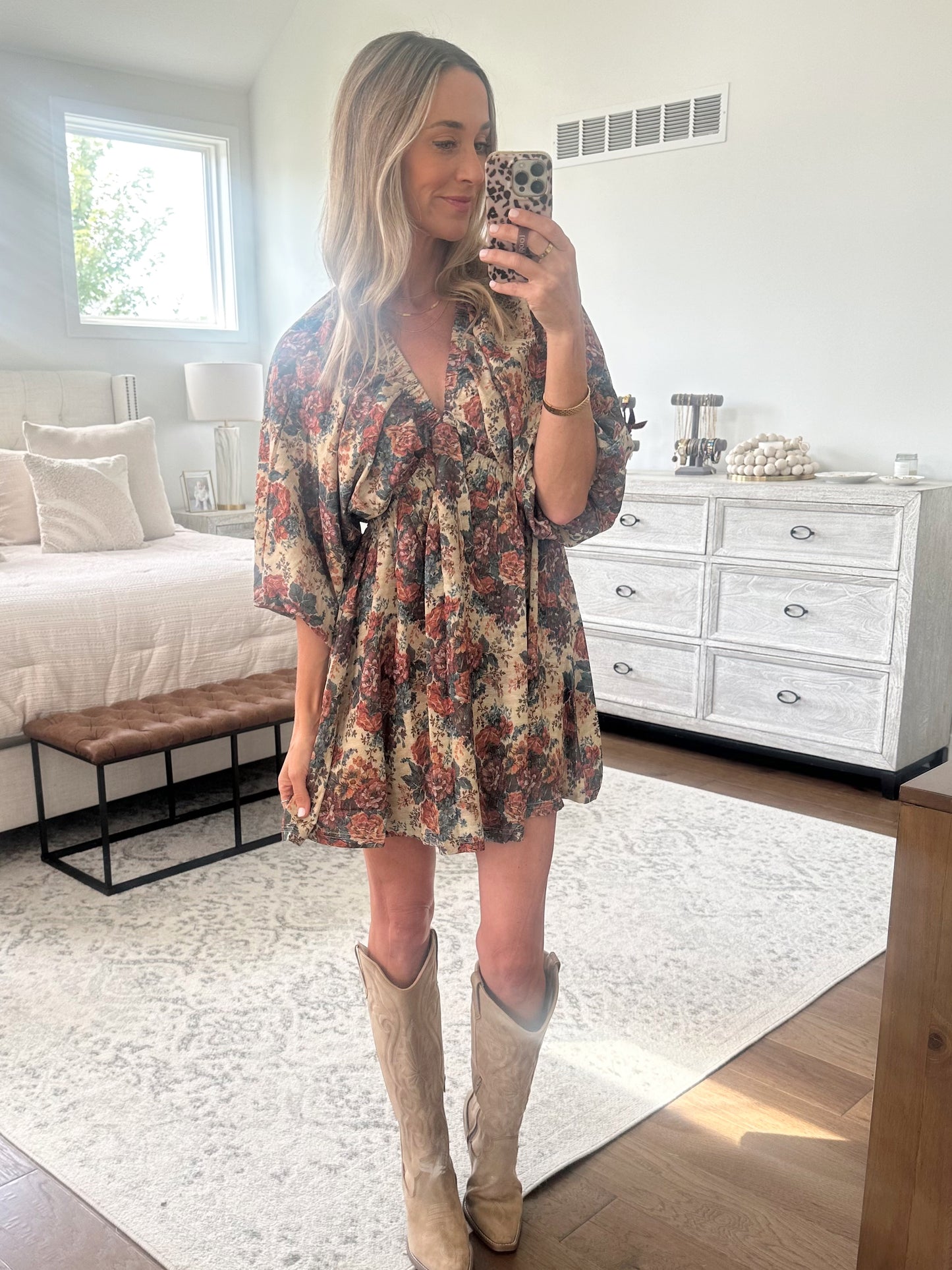 Vintage Floral Print Dress