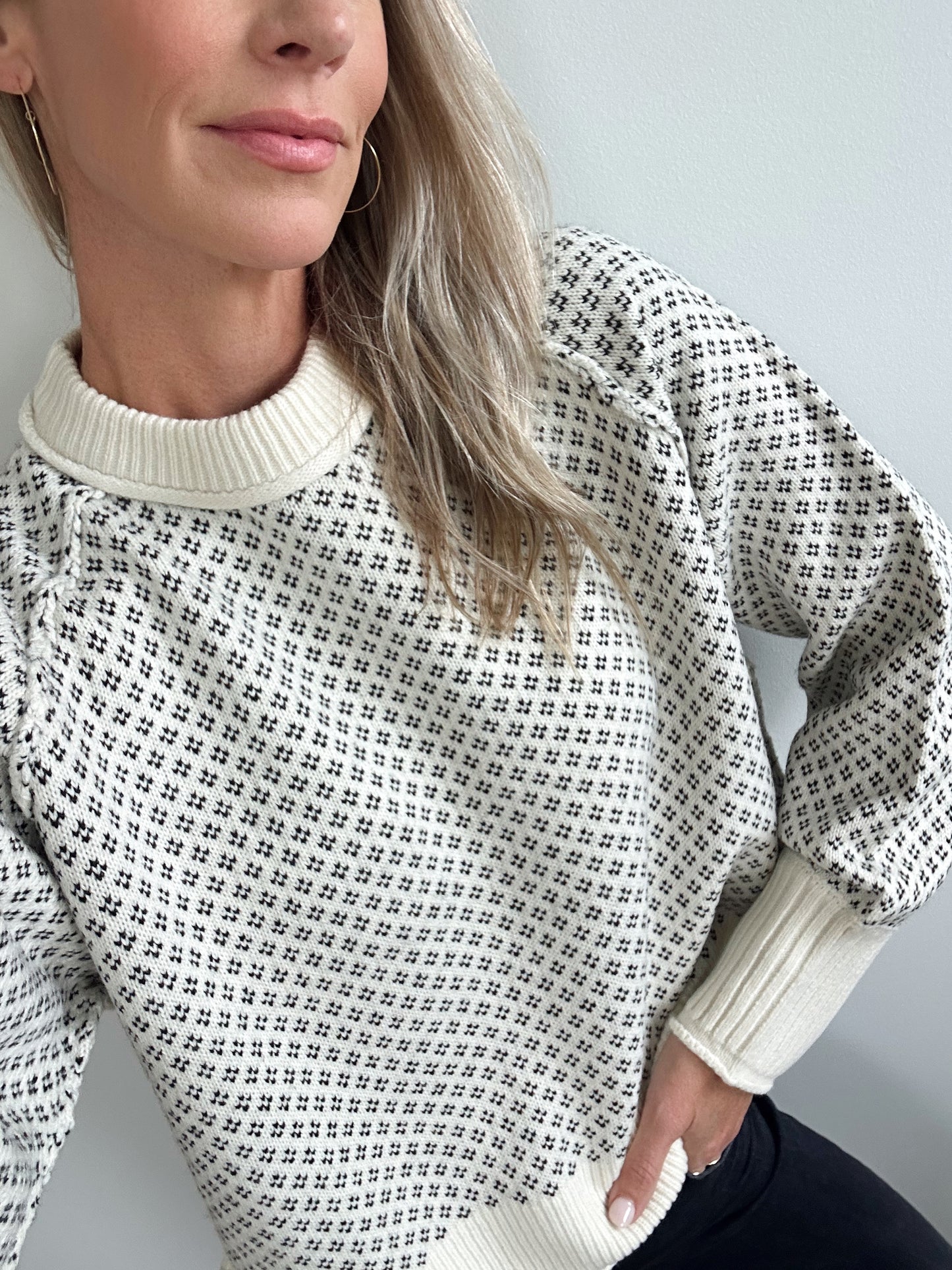 Cream Printed Sweater